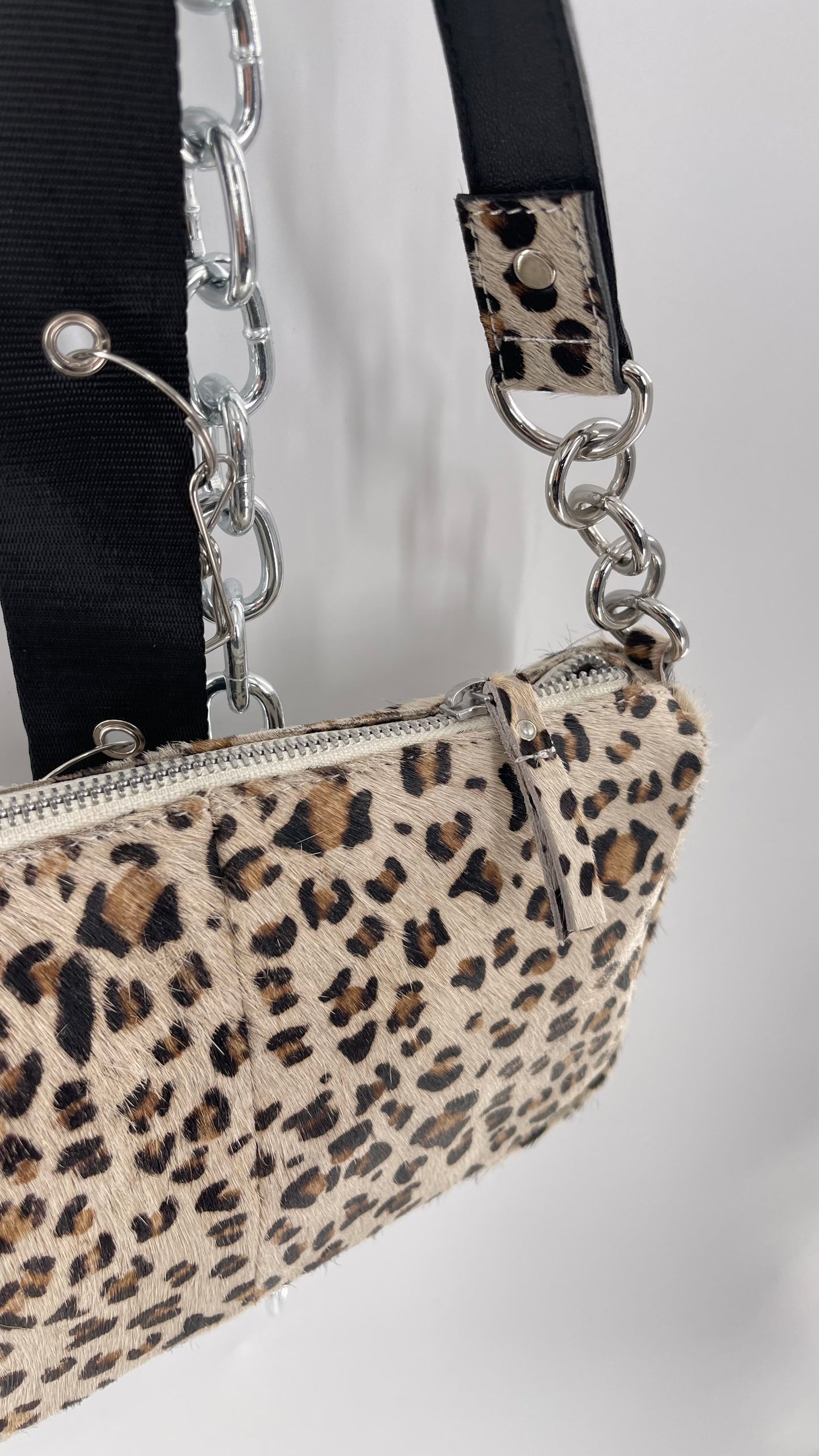 Free People Cheetah Print Textured Purse with Chain Strap