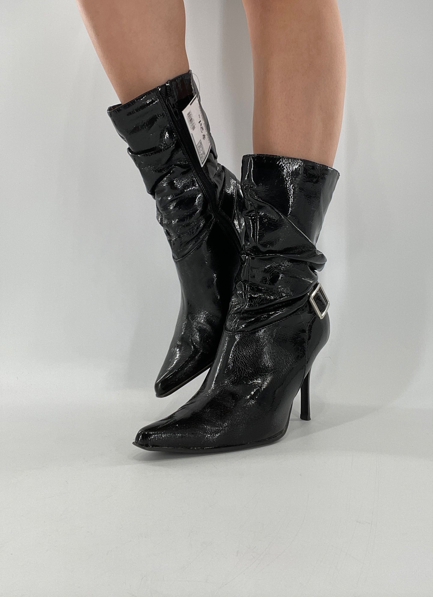 Vintage 1990s Torta Caliente Stacked Patent Booties (8W)
