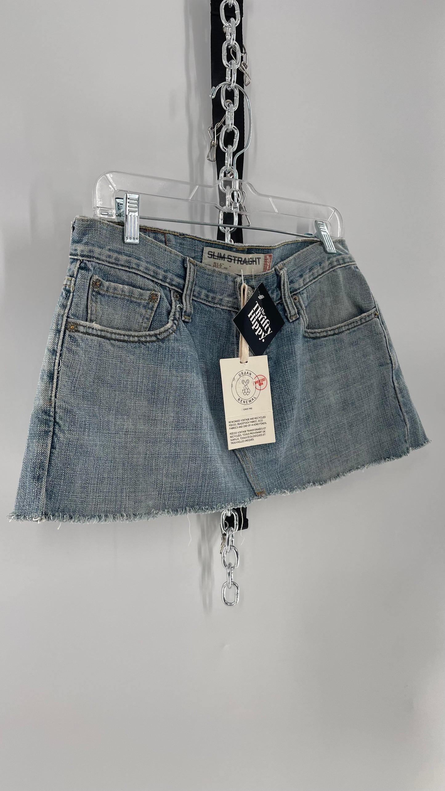 Reworked Vintage Levi’s Ultra Mini Denim Skirt (Medium)