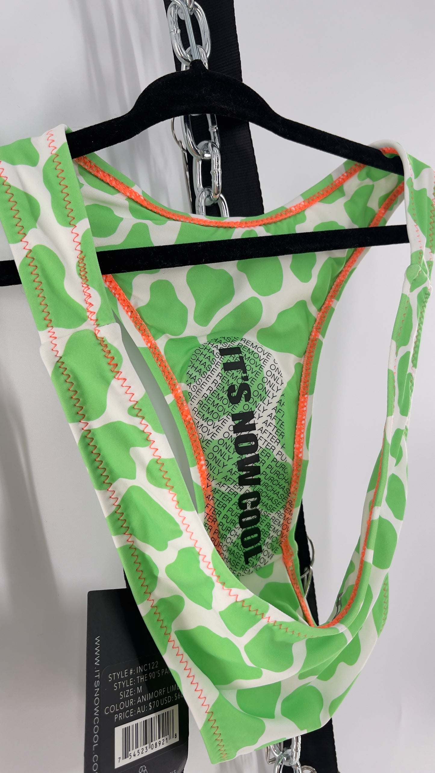 IT’S NOW COOL 90s Cut Lime Swim Bottoms (Medium)