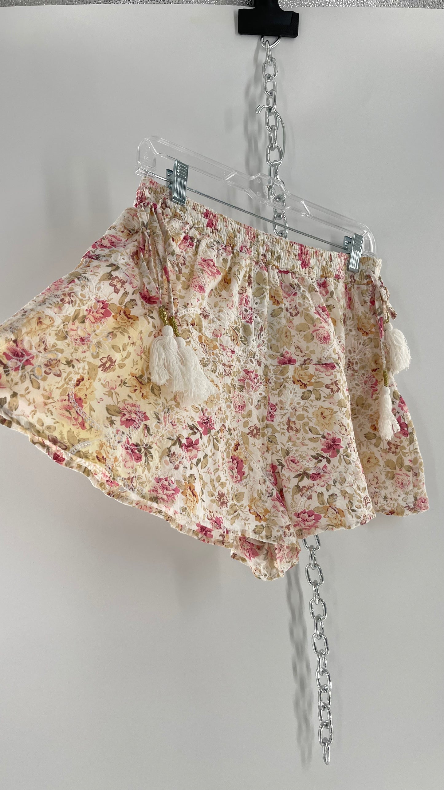 MINKPINK Romantic Floral Lace Tie Side Tassel Shorts (Medium)