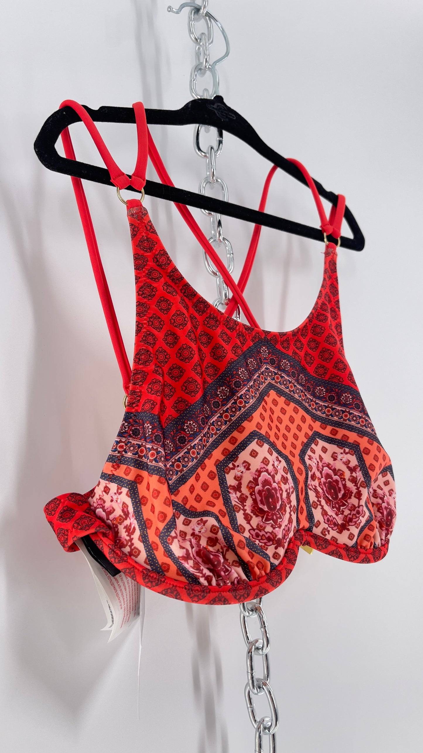 MINKPINK Red Underwire Halter Swim/Bikini Top (XS)