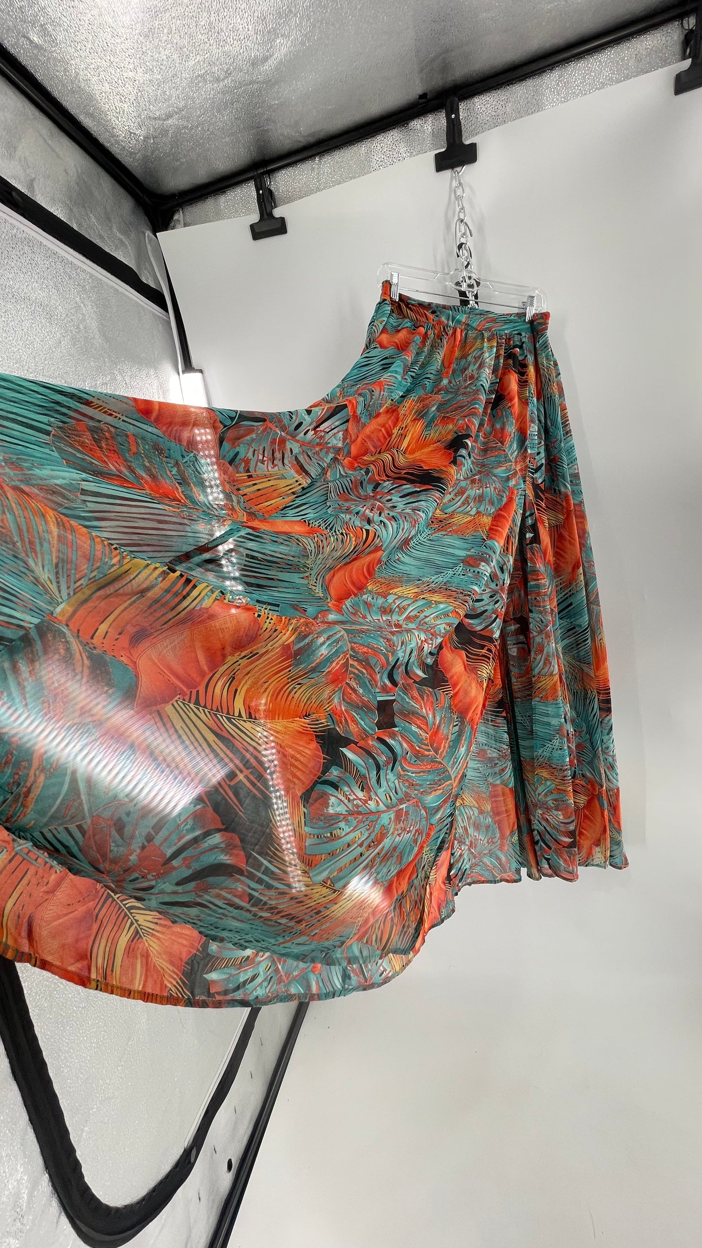 Fashion Nova Tropical Maxi Skirt and Ruched Tube Top Set (Large)