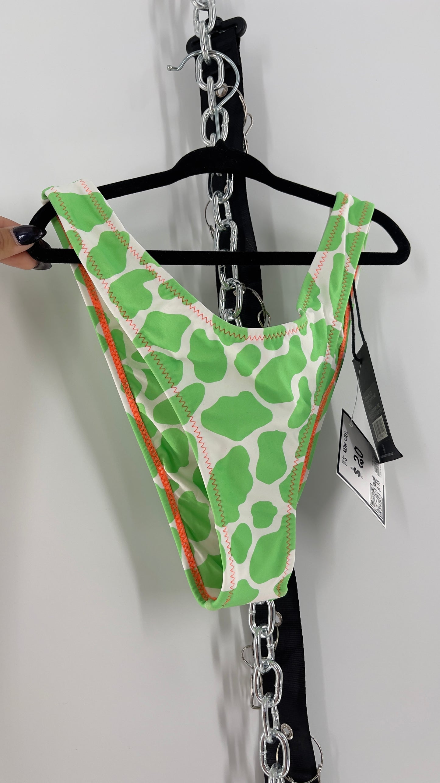 IT’S NOW COOL 90s Cut Lime Swim Bottoms (Medium)