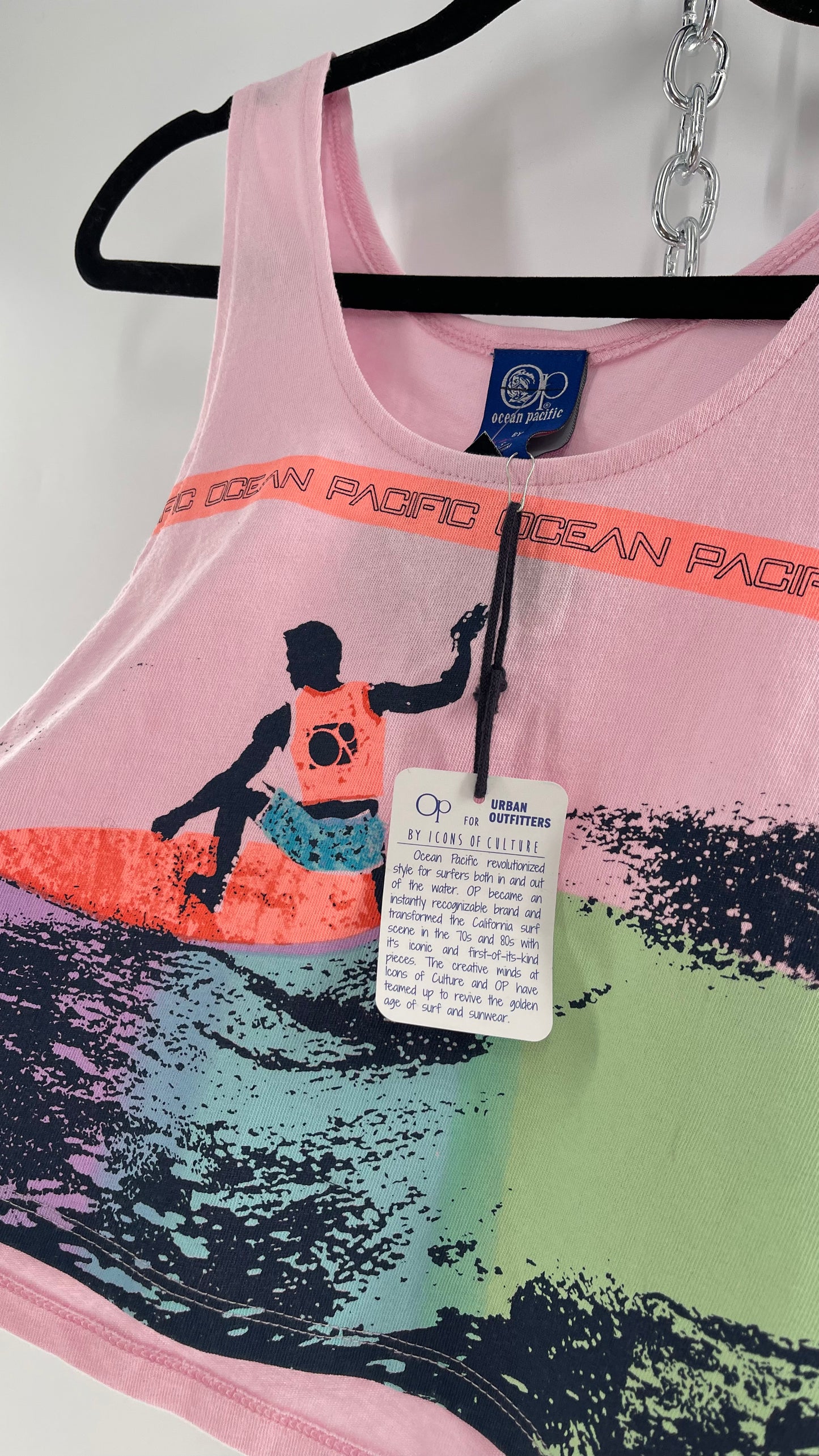 Urban Outfitters 80s OP Surfer Graphic Cropped Tank (XS)