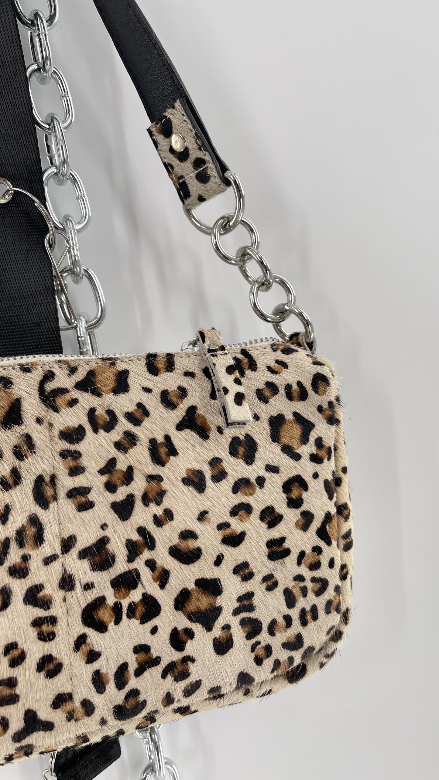 Free People Cheetah Print Textured Purse with Chain Strap