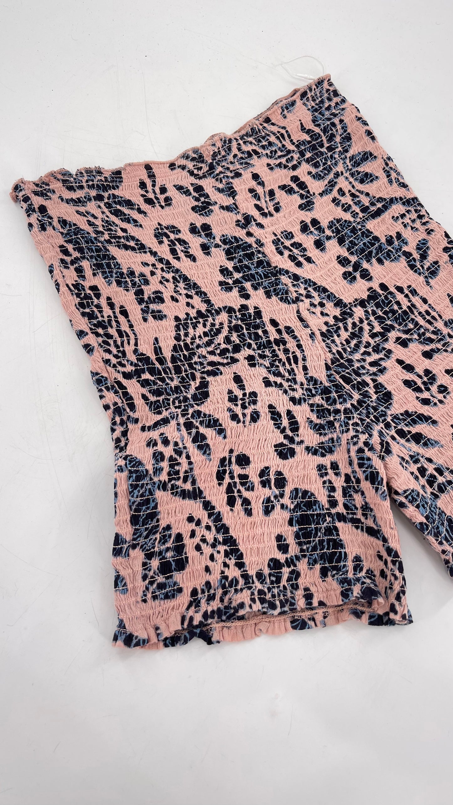 Free People Pink/Navy Patterned Smocked Shorts (XS/S)
