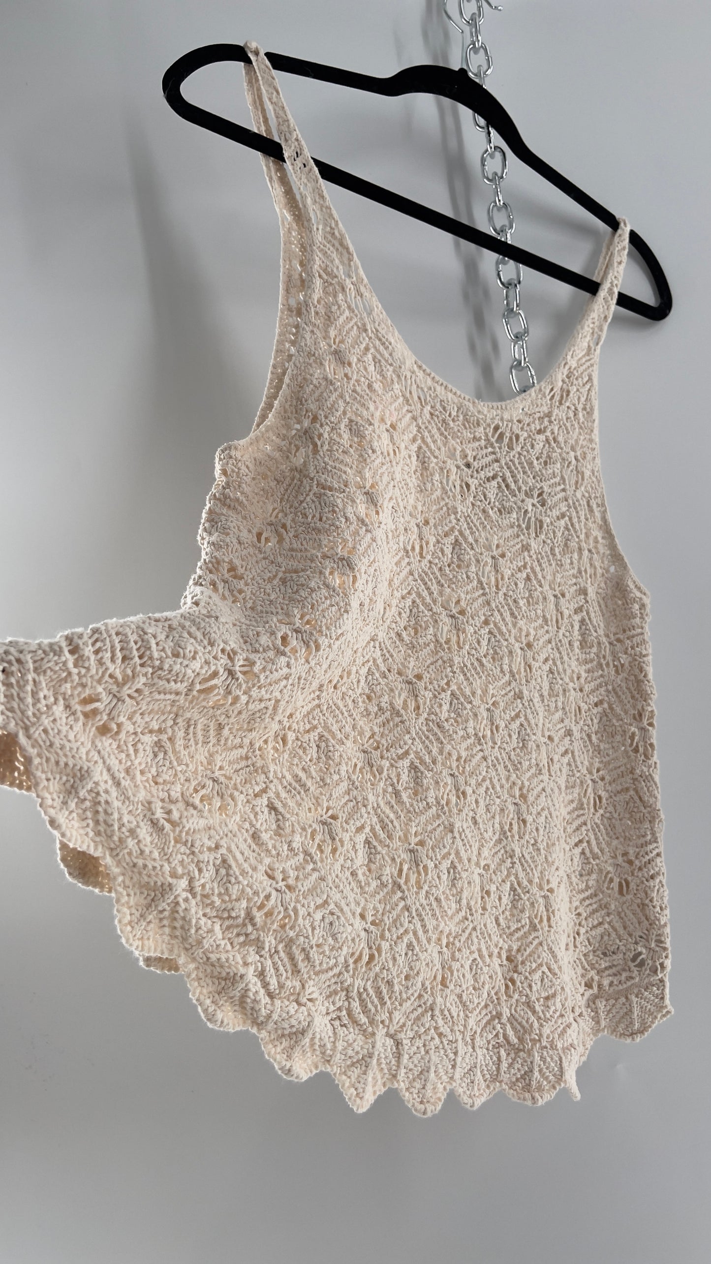 Beige Hippy Crochet Tank (Medium)