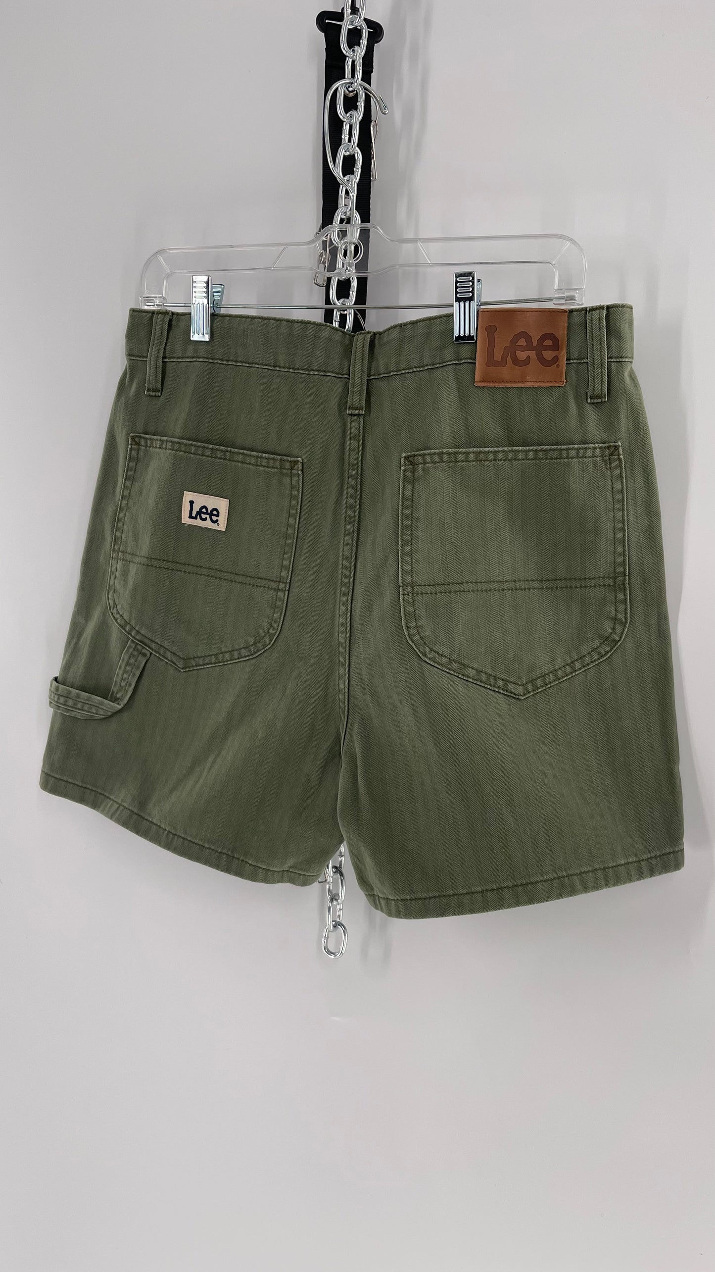 Lee X Free People Army Green Bermuda Cargo Shorts (30)