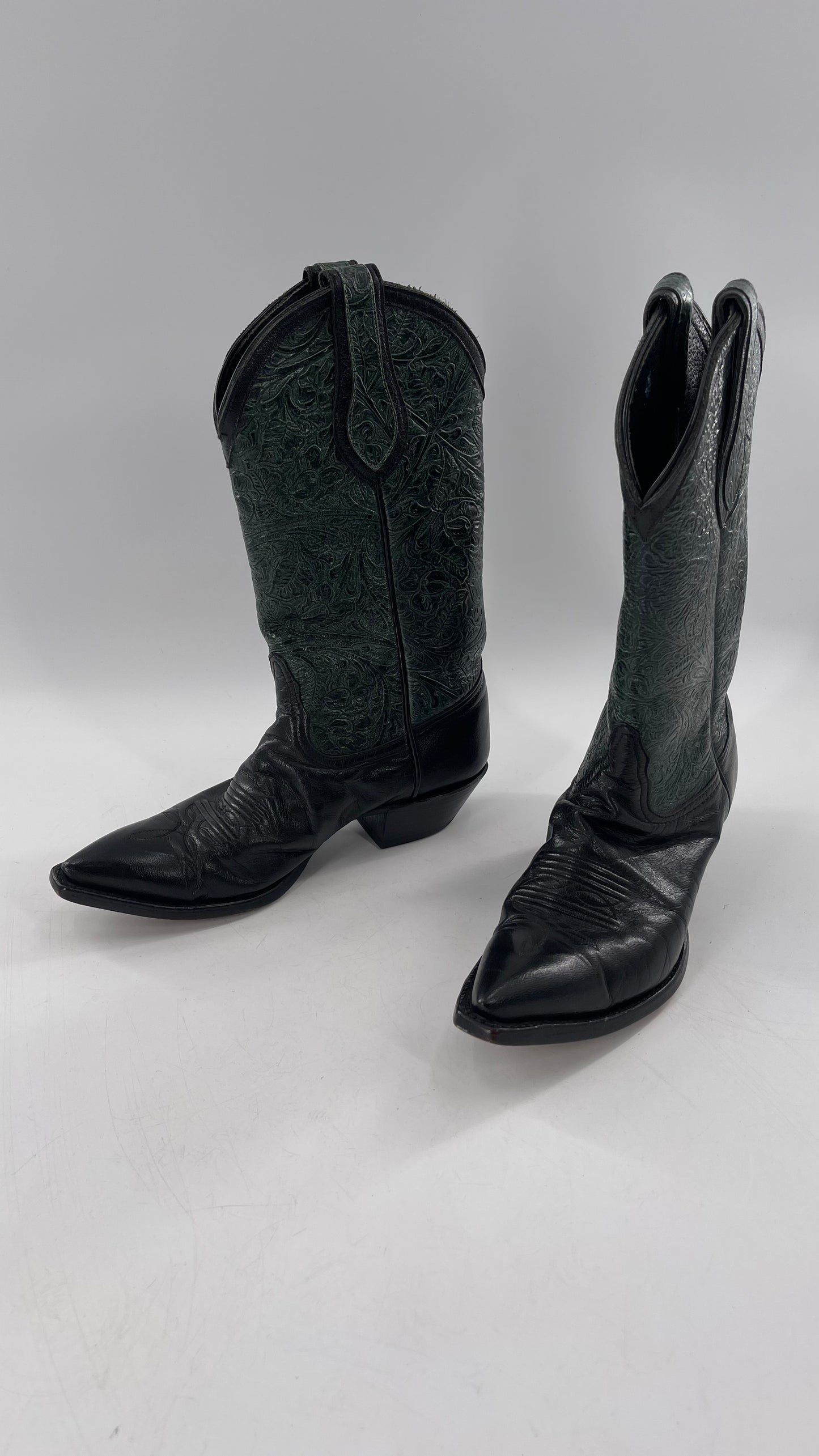 Vintage Tony Llama Forest Green Cowboy Boot (7)