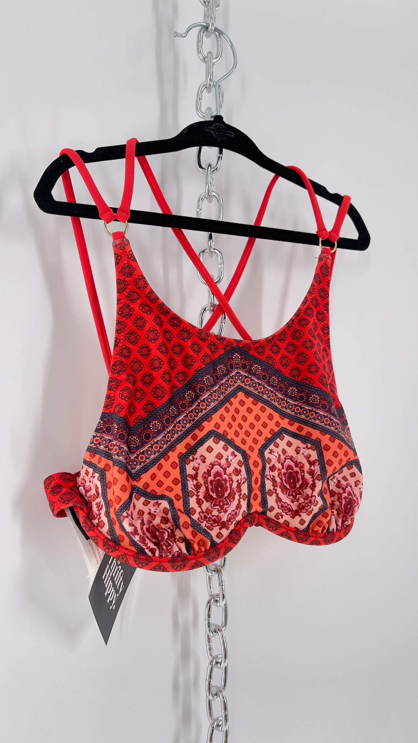 MINKPINK Red Underwire Halter Swim/Bikini Top (XS)