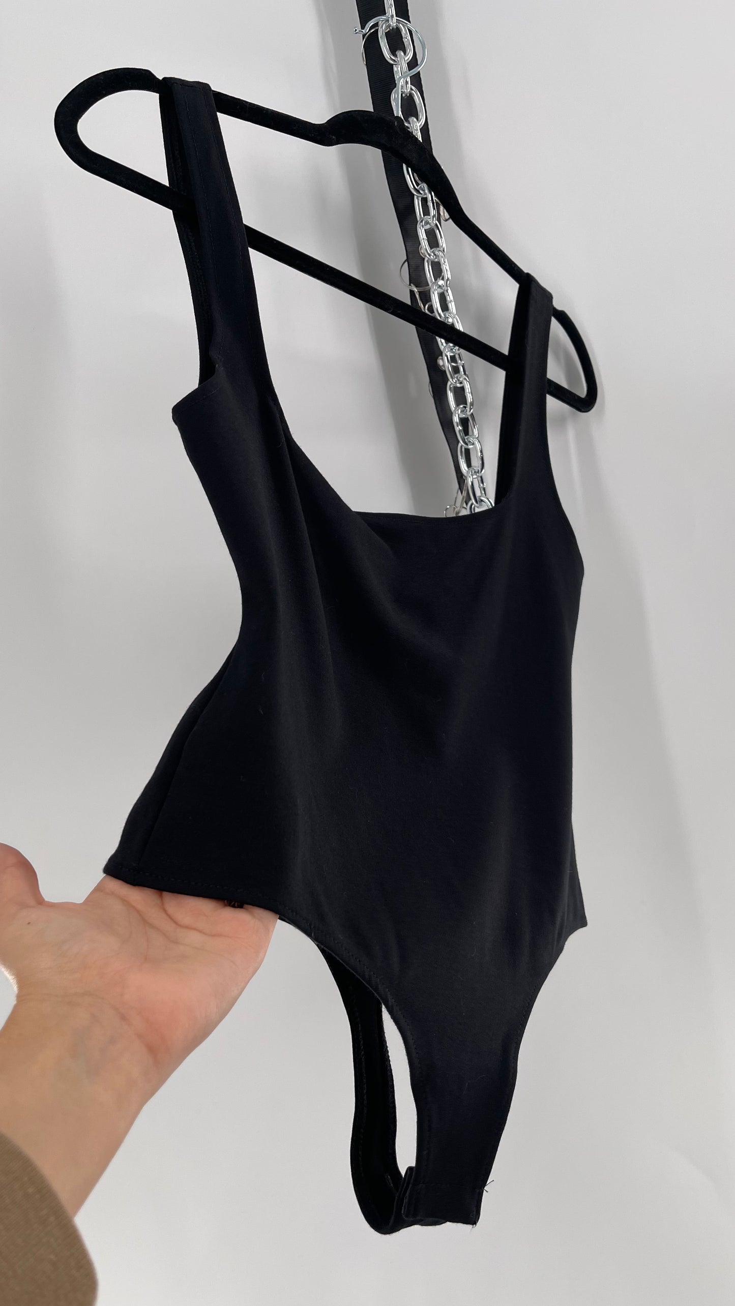 Free People Black Low Back Bodysuit (Small)