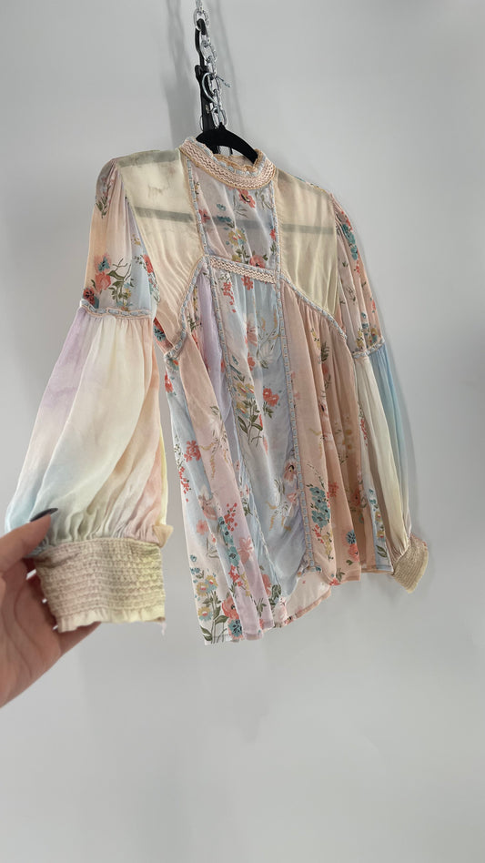 Bl^nk London Anthropologie Pastel Patchwork Blouse (Small)