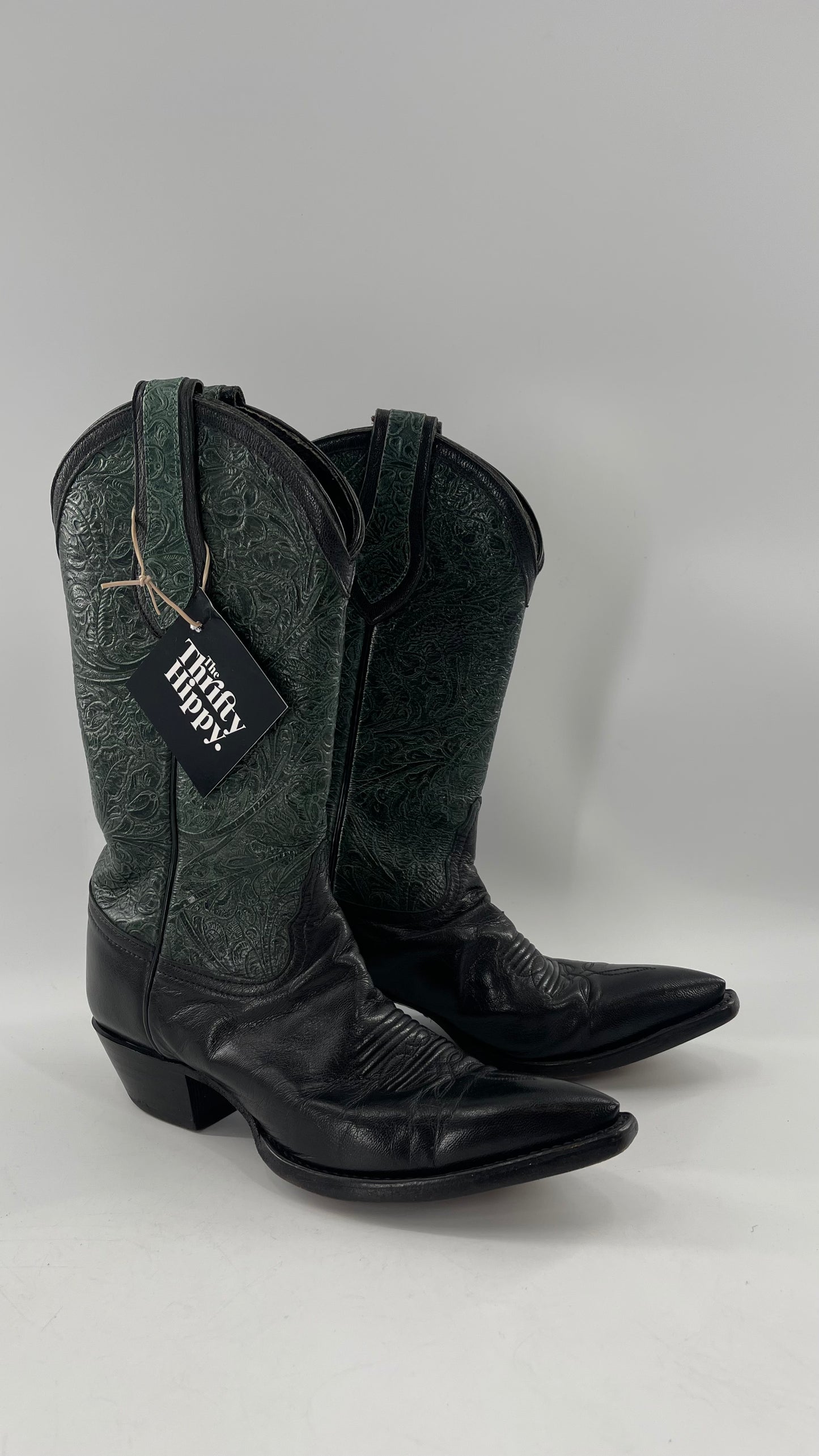 Vintage Tony Llama Forest Green Cowboy Boot (7)