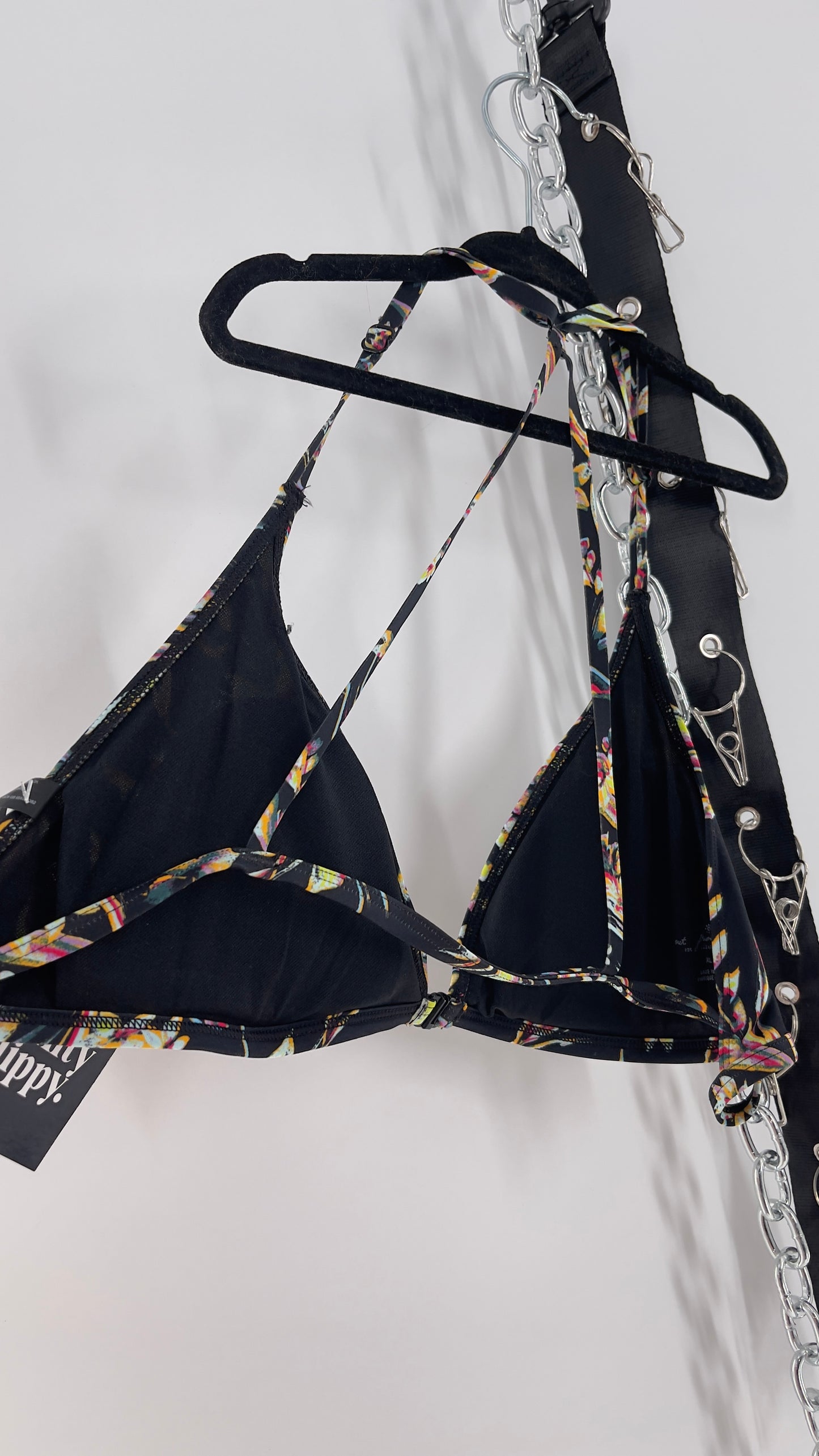 Urban Outfitters Out From Under Black Floral Triangle Swim Top (XL)