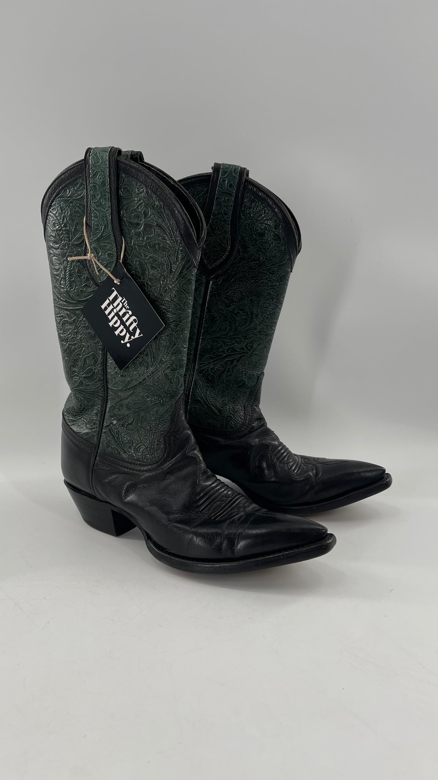 Vintage Tony Llama Forest Green Cowboy Boot (7)