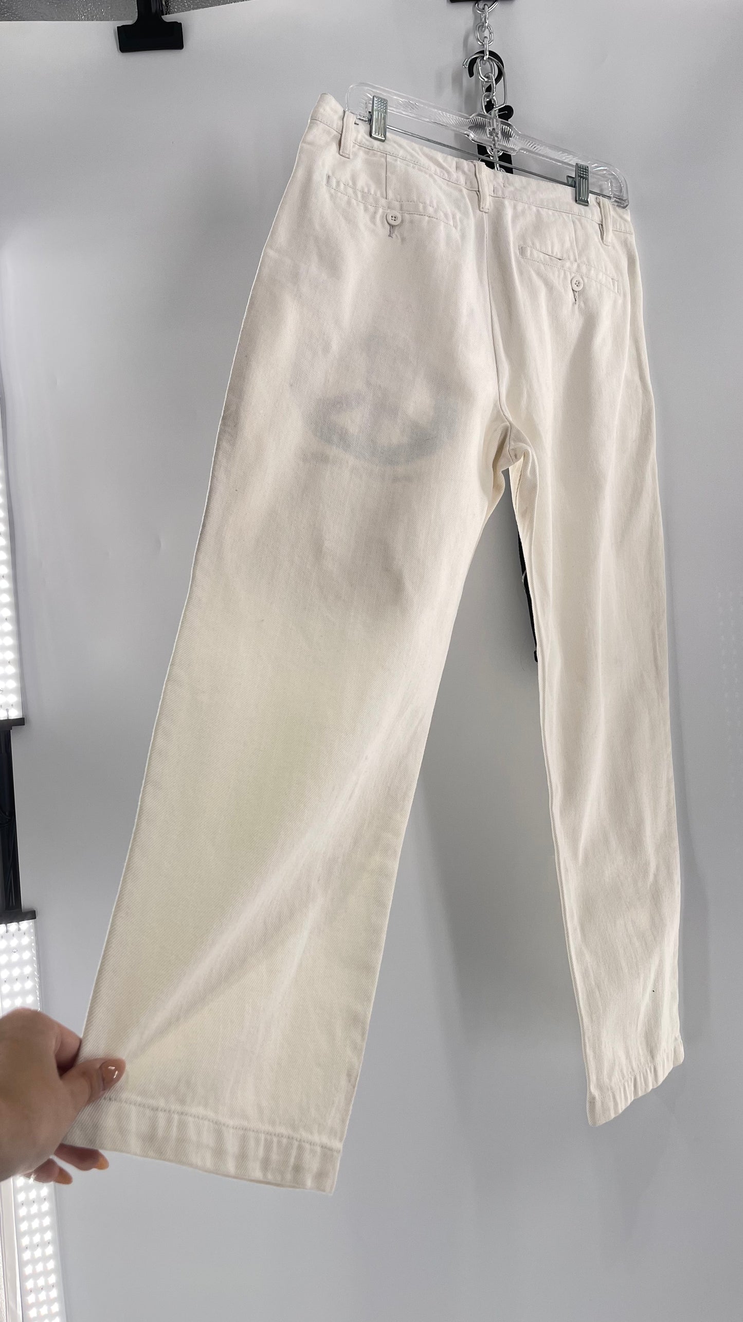 Urban Outfitters White Carpenter Pant with Globe Peace Sign Graphic (32)