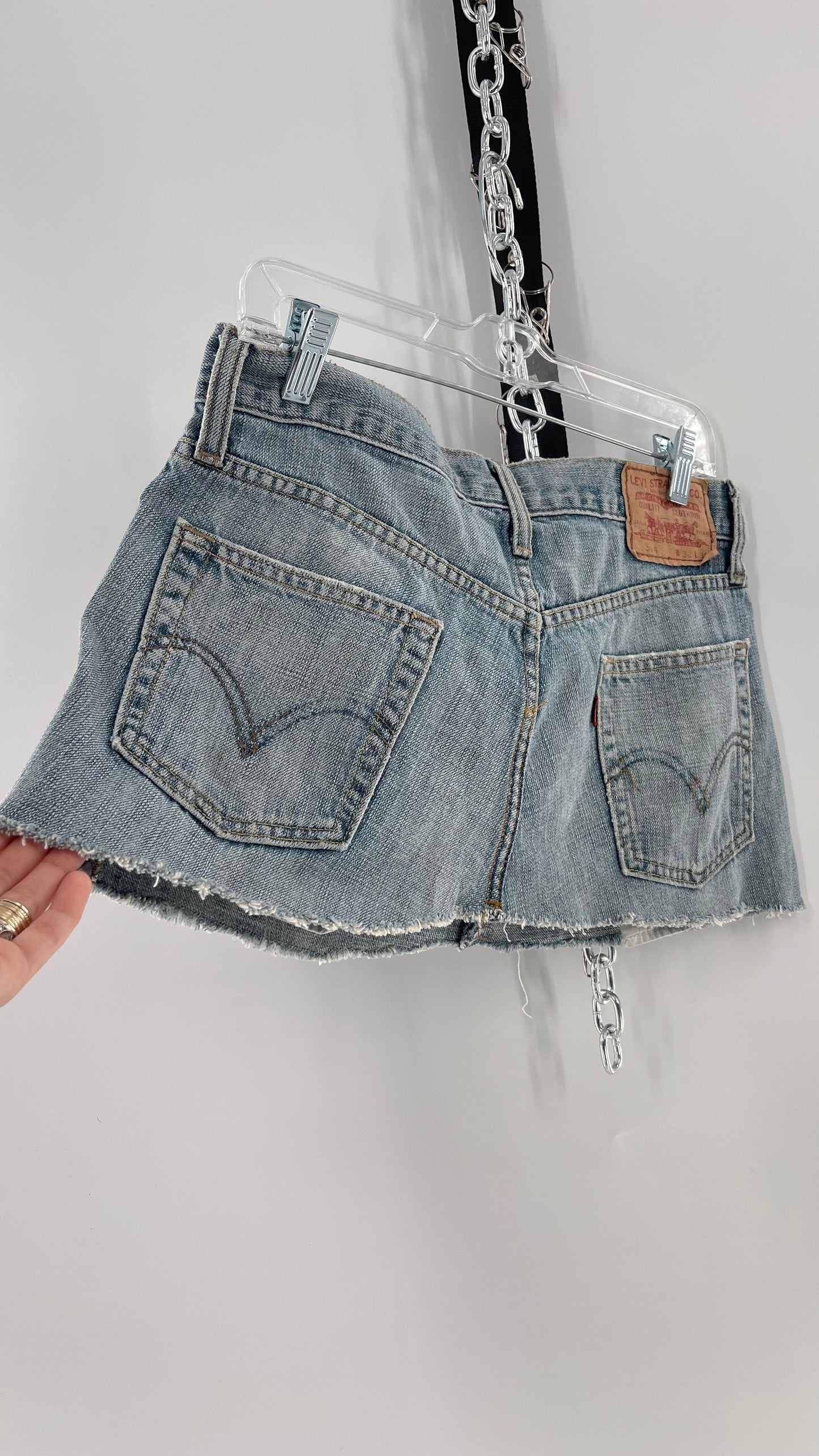 Reworked Vintage Levi’s Ultra Mini Denim Skirt (Medium)