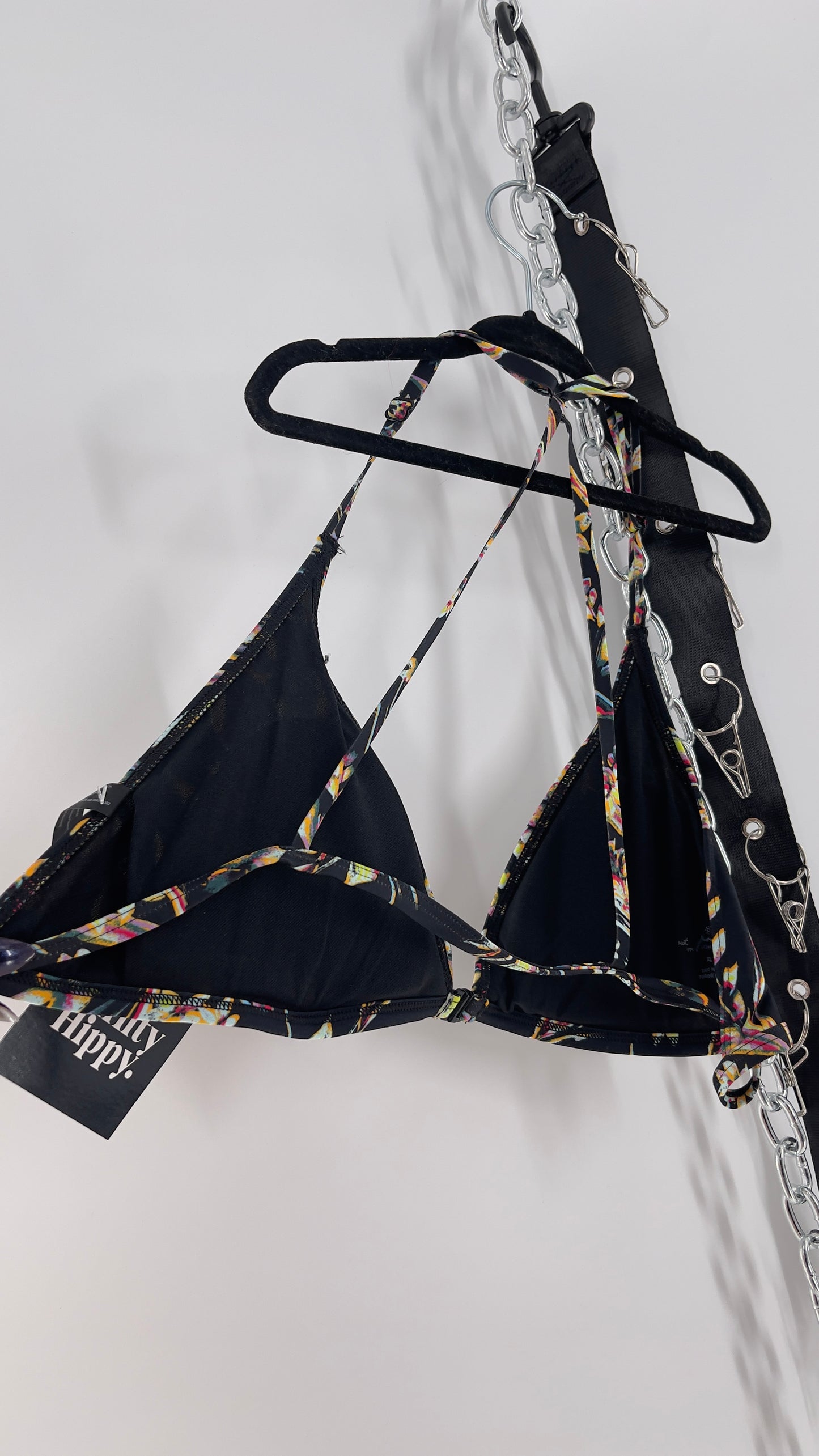 Urban Outfitters Out From Under Black Floral Triangle Swim Top (XL)