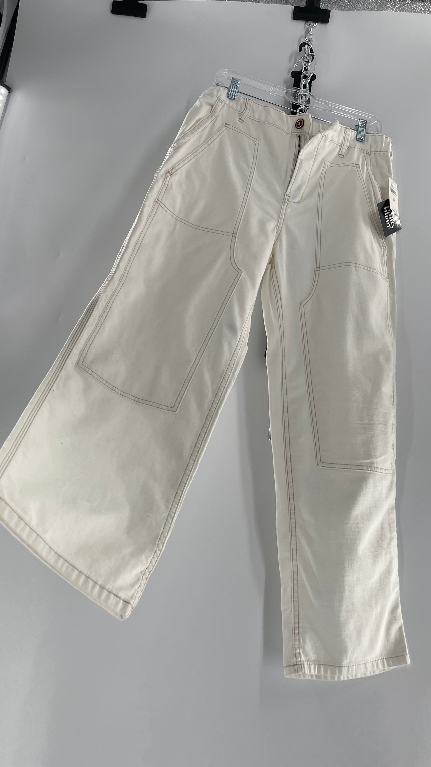 Pilcro The Roamer Carpenter White Pant with Contrast Tan Stitching(28)