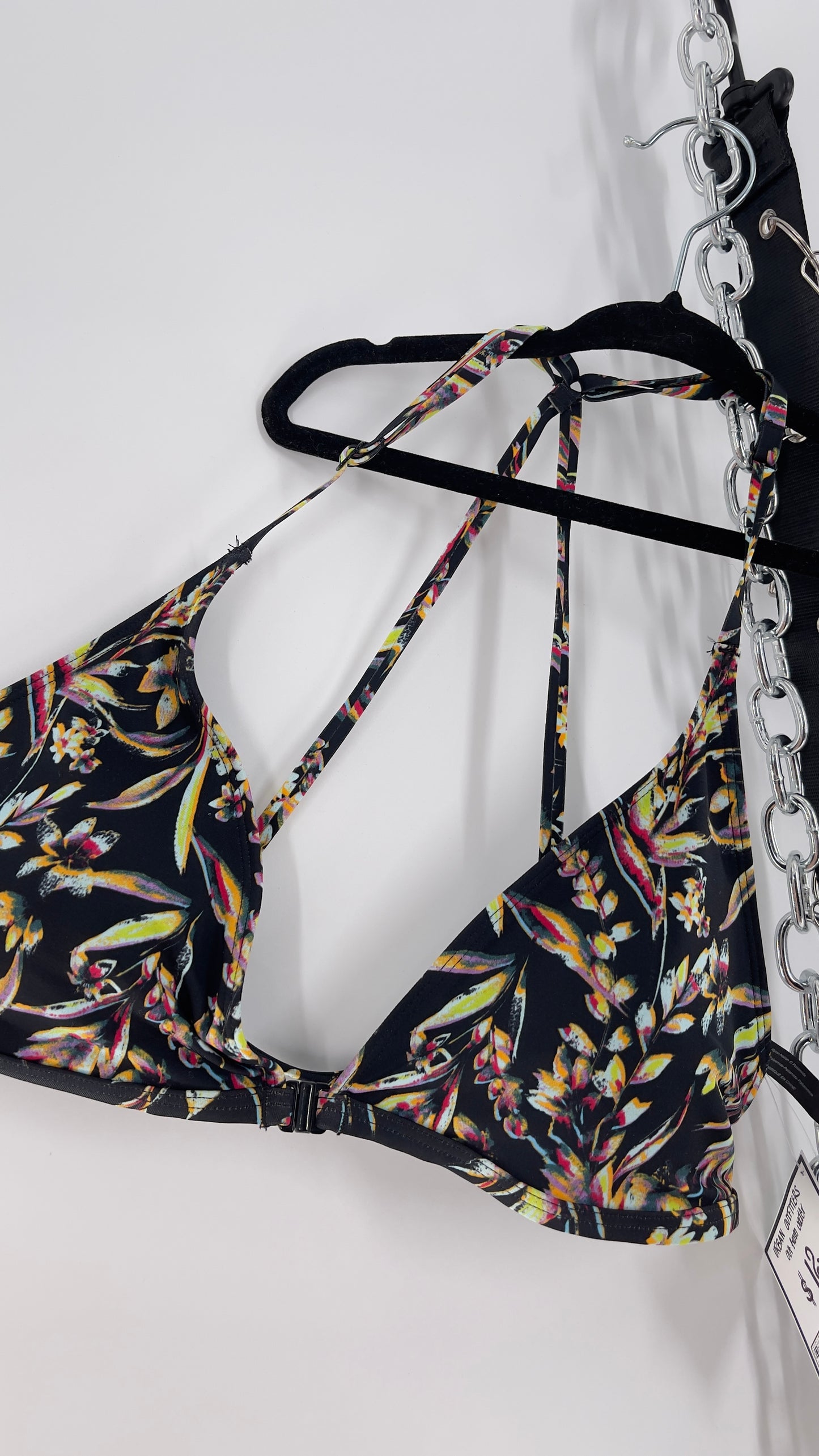 Urban Outfitters Out From Under Black Floral Triangle Swim Top (XL)