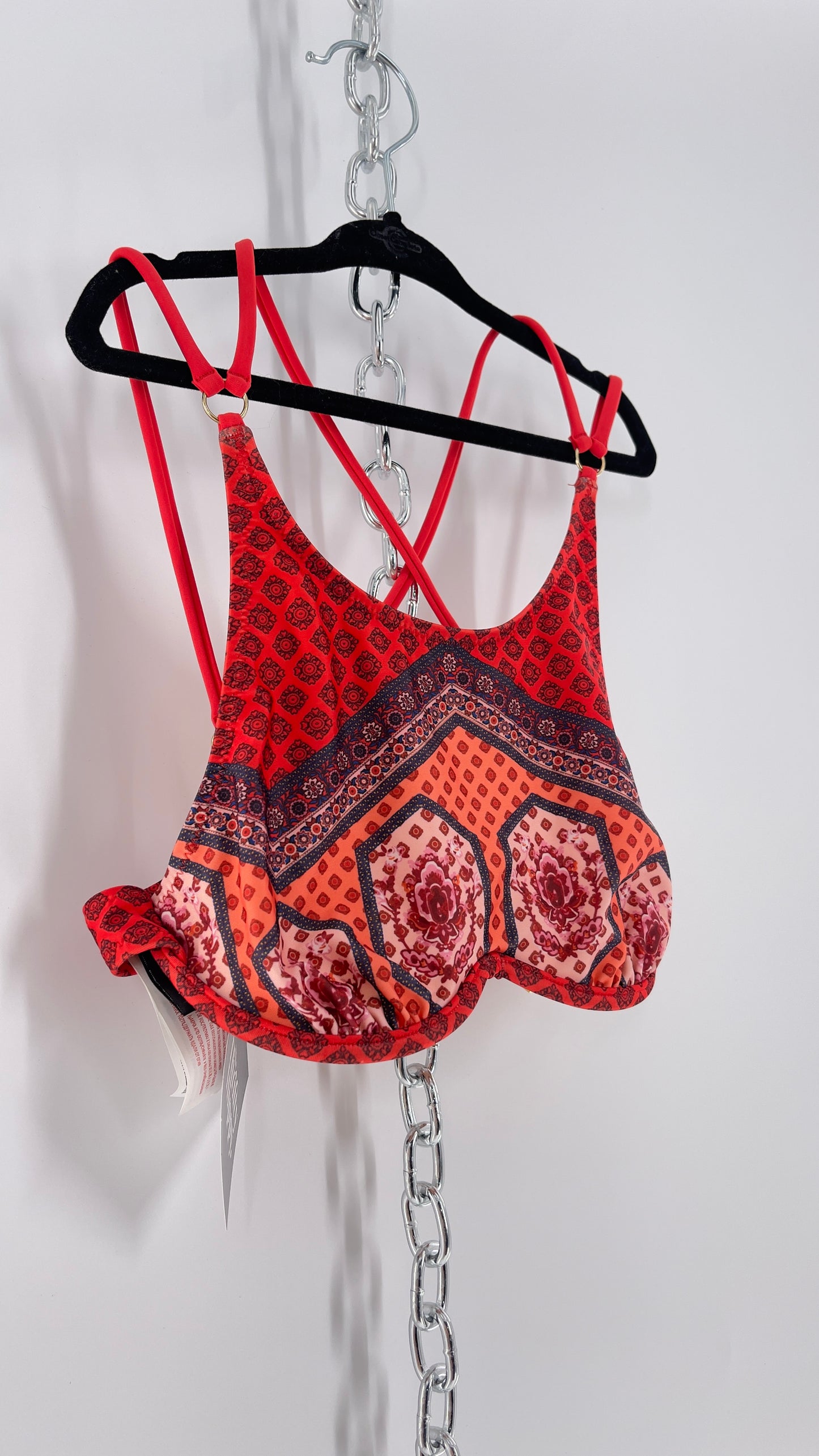 MINKPINK Red Underwire Halter Swim/Bikini Top (XS)