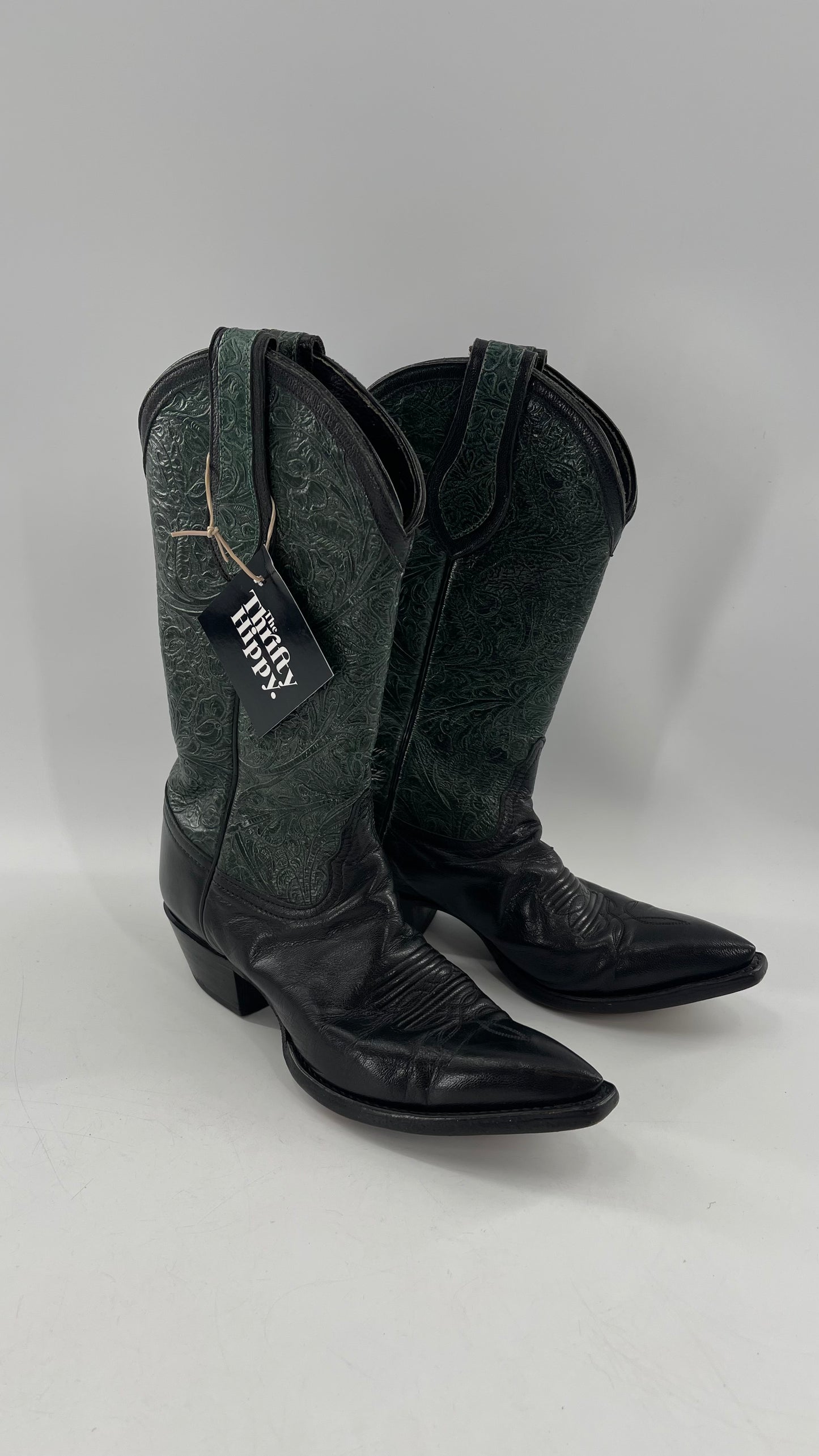 Vintage Tony Llama Forest Green Cowboy Boot (7)