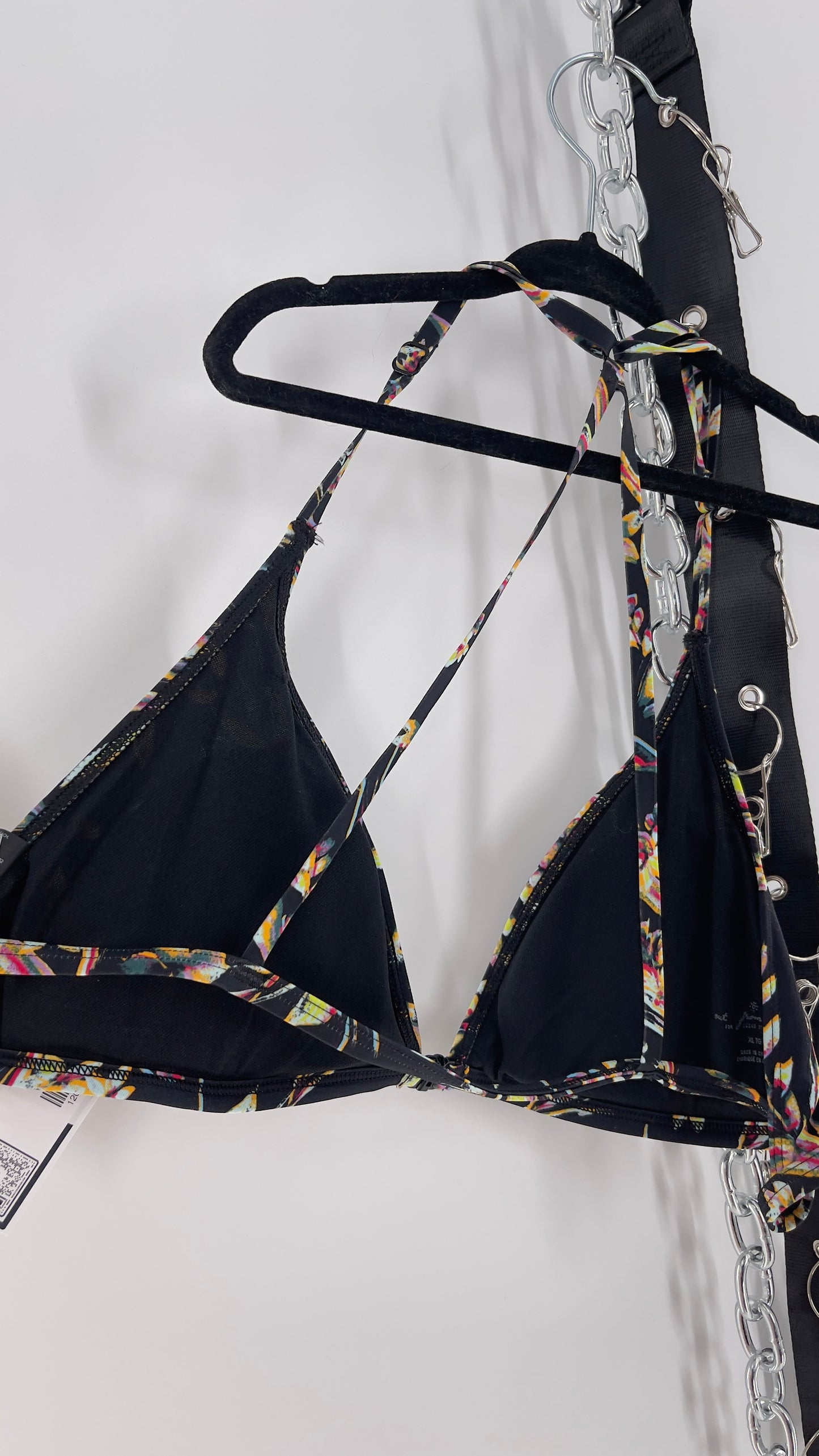 Urban Outfitters Out From Under Black Floral Triangle Swim Top (XL)