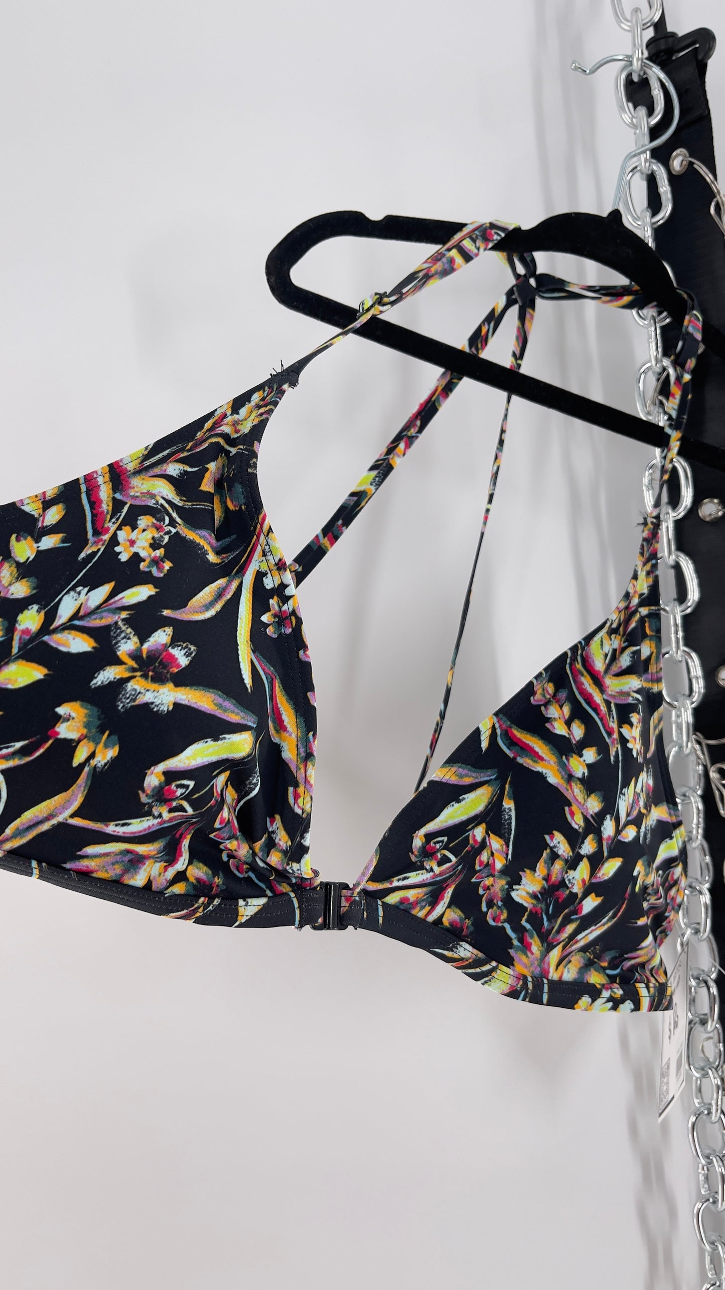 Urban Outfitters Out From Under Black Floral Triangle Swim Top (XL)