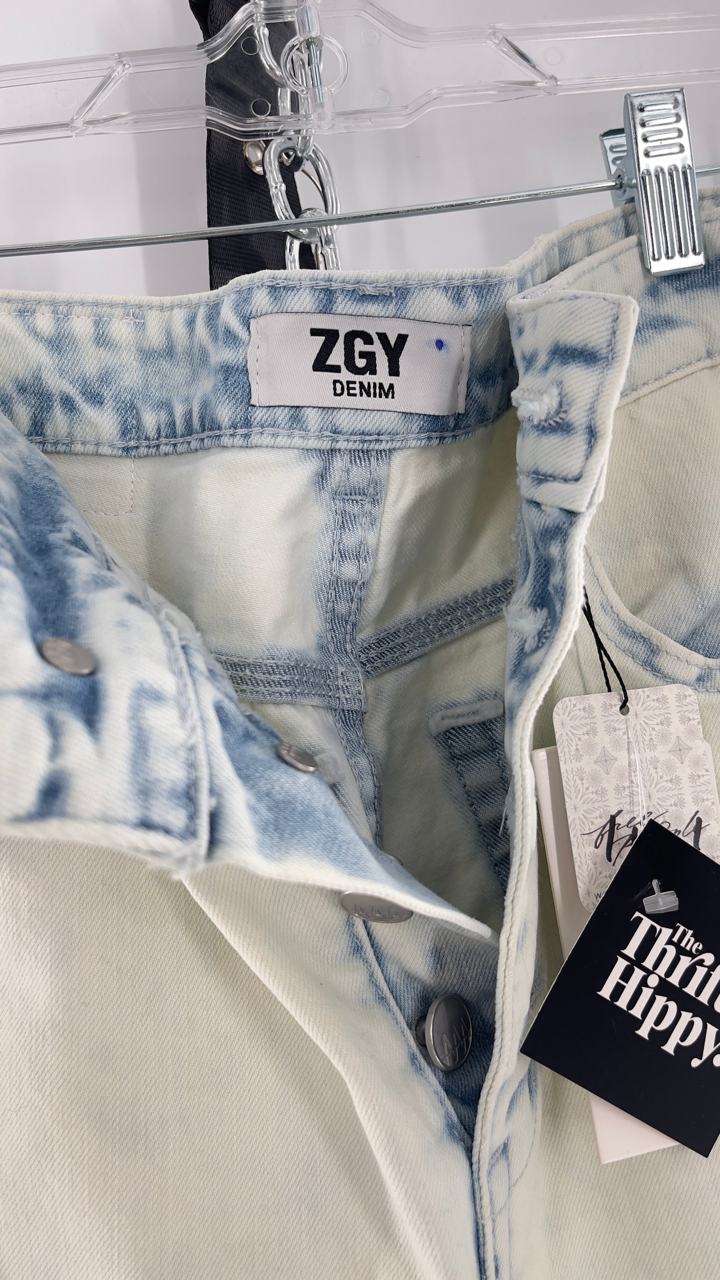 Free People X ZEEGEEWHY Acid Wash Straight Leg Jeans (27)