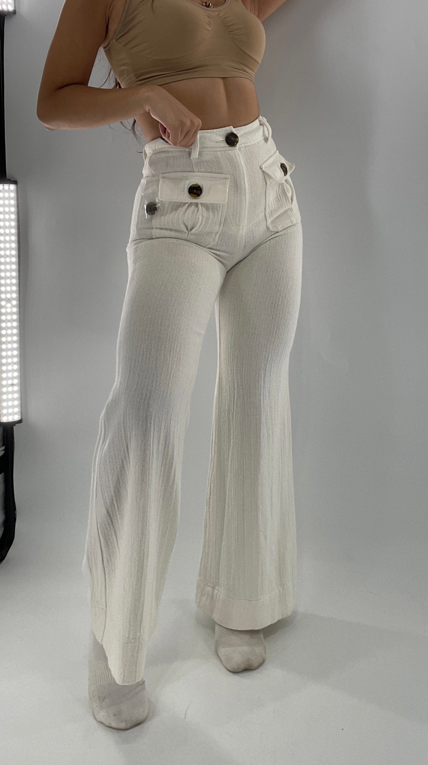 Free People Off White Knit Flares (2)