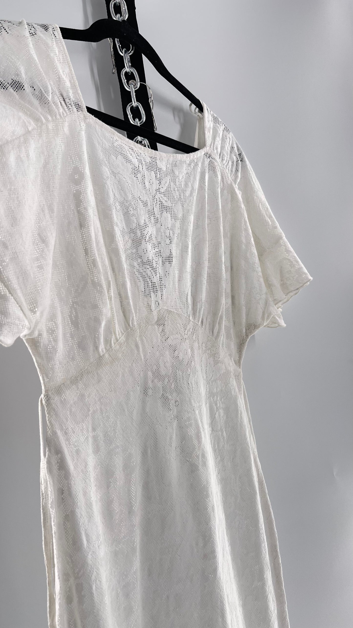 Free People White Lace Gauze Dress (XS)