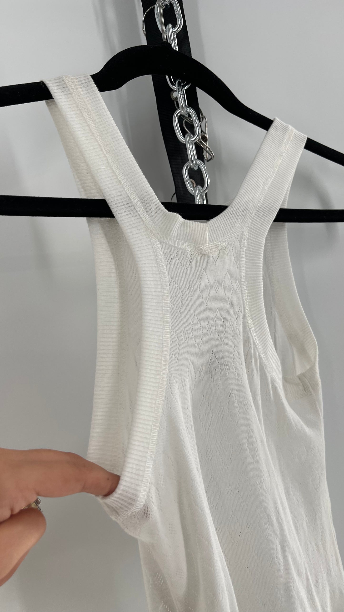 Intimately Free People White Perforated Pattern Knit Tank (XS)