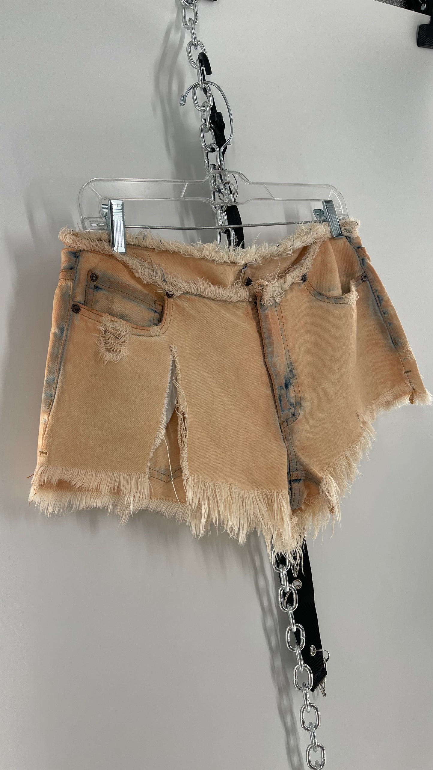 Free People Distressed Booty Shorts with Frayed Hem and Waistline (25)