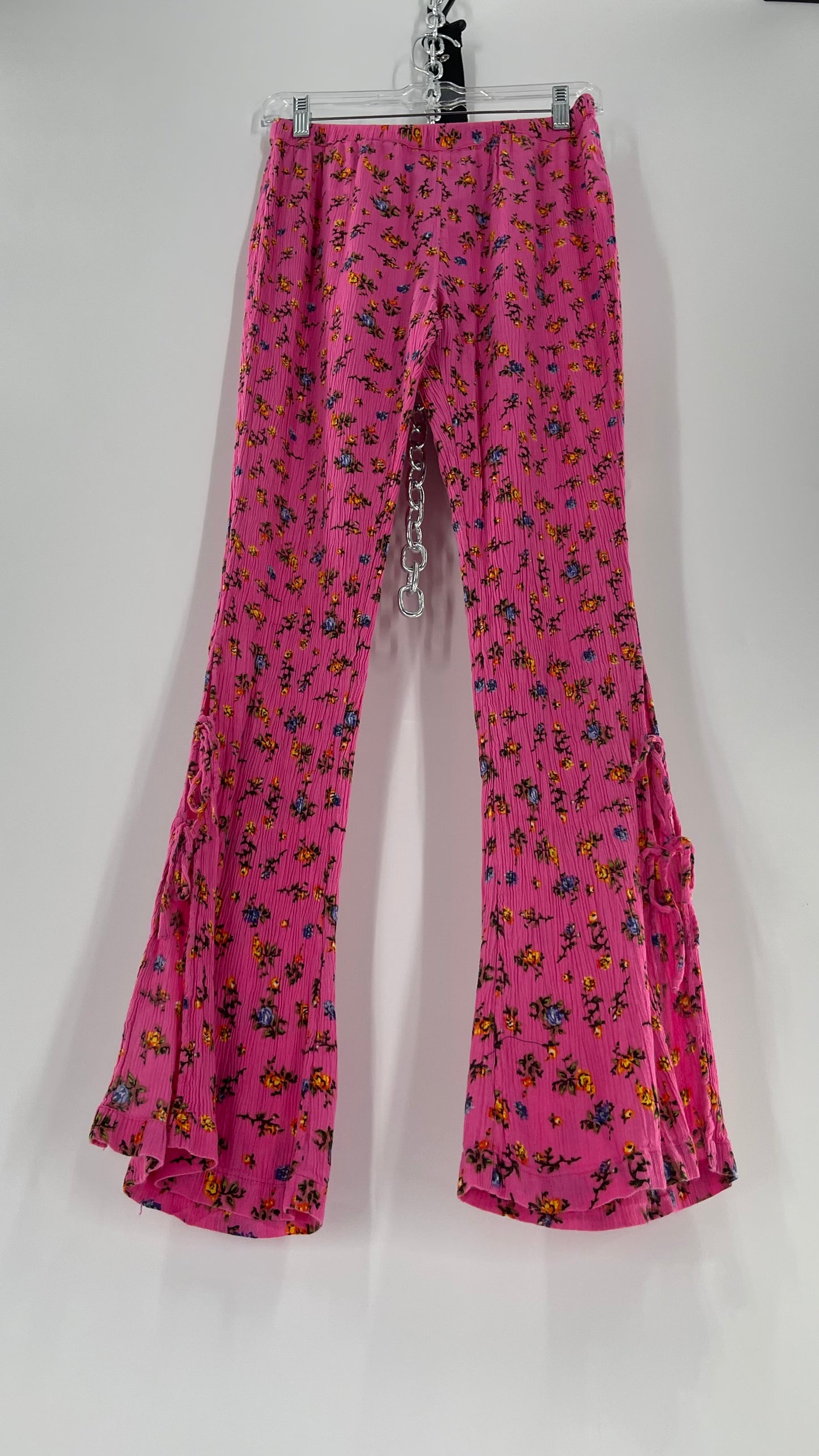 Urban Outfitters Crimped Floral Flares with Tie Up Ankle Detailing (Small)