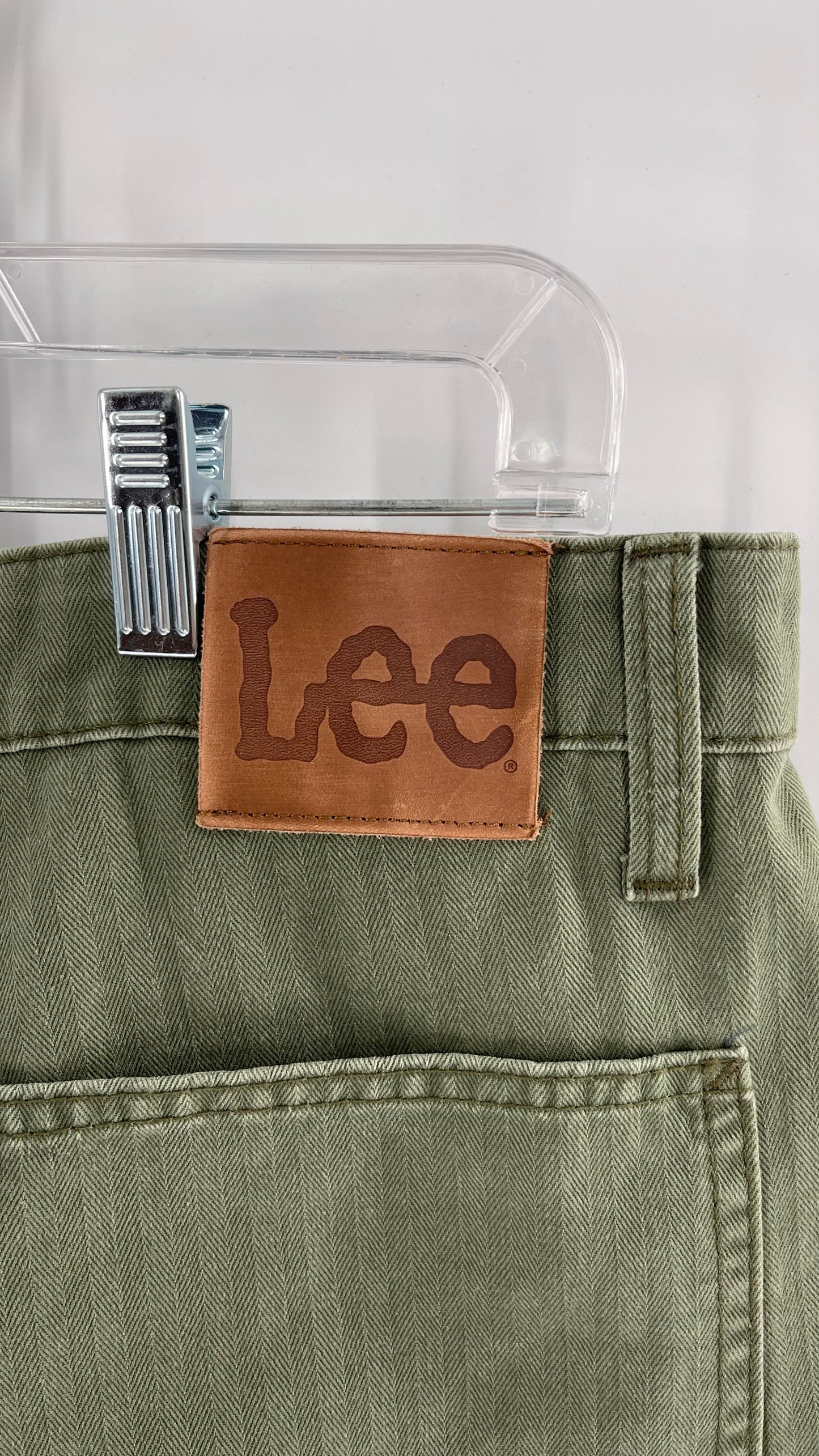 Lee X Free People Army Green Bermuda Cargo Shorts (30)