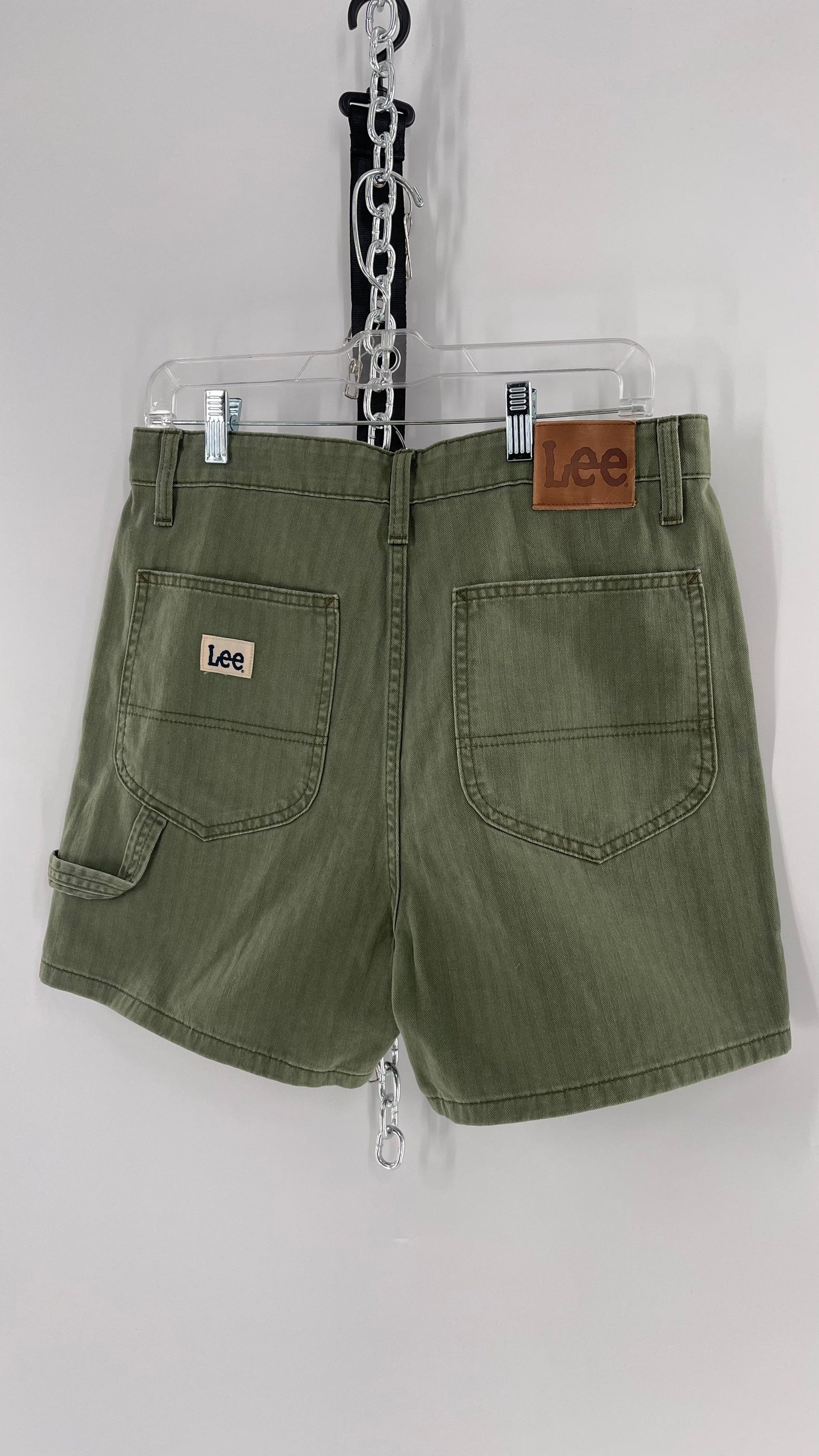 Lee X Free People Army Green Bermuda Cargo Shorts (30)