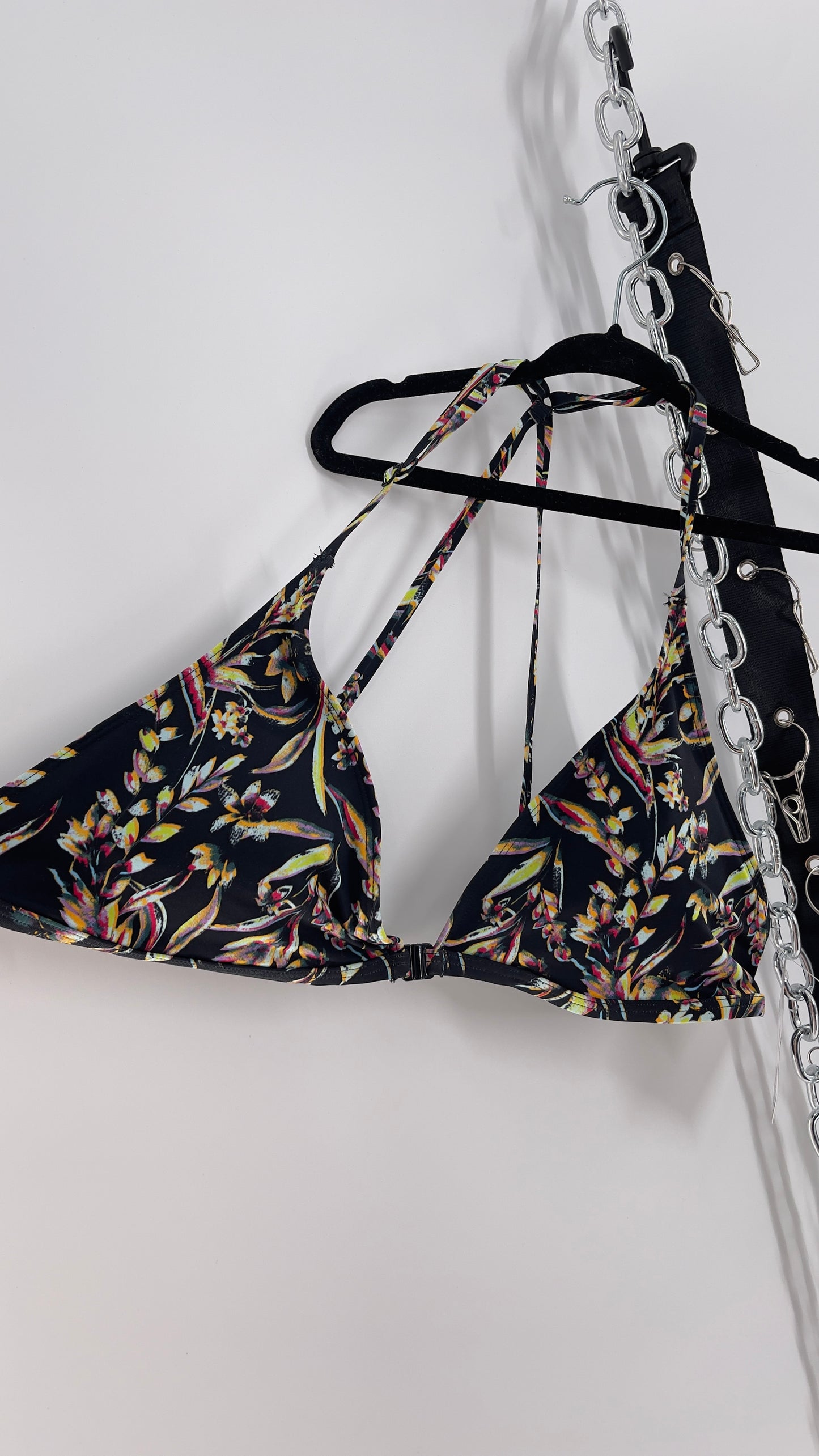 Urban Outfitters Out From Under Black Floral Triangle Swim Top (XL)