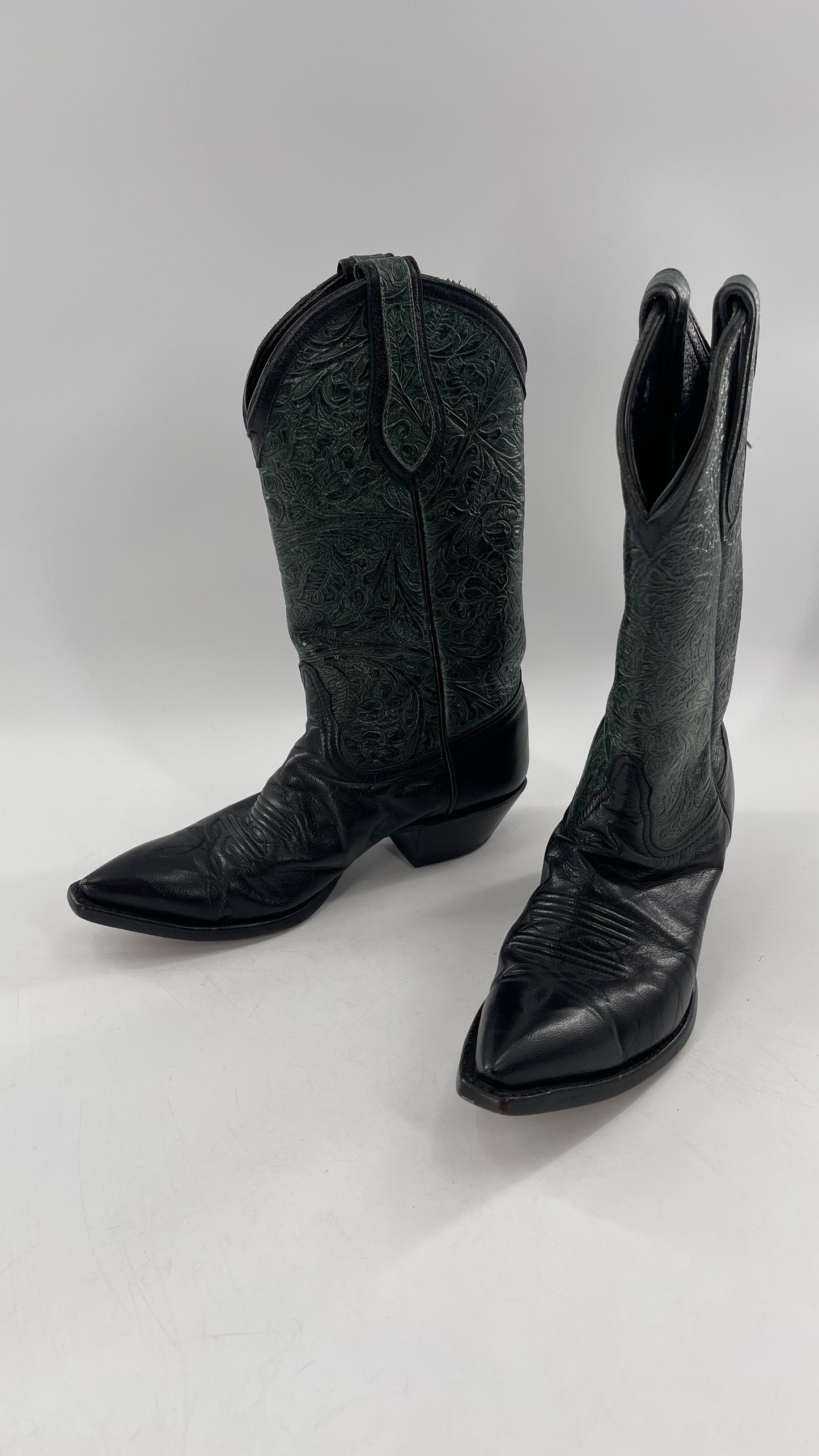 Vintage Tony Llama Forest Green Cowboy Boot (7)