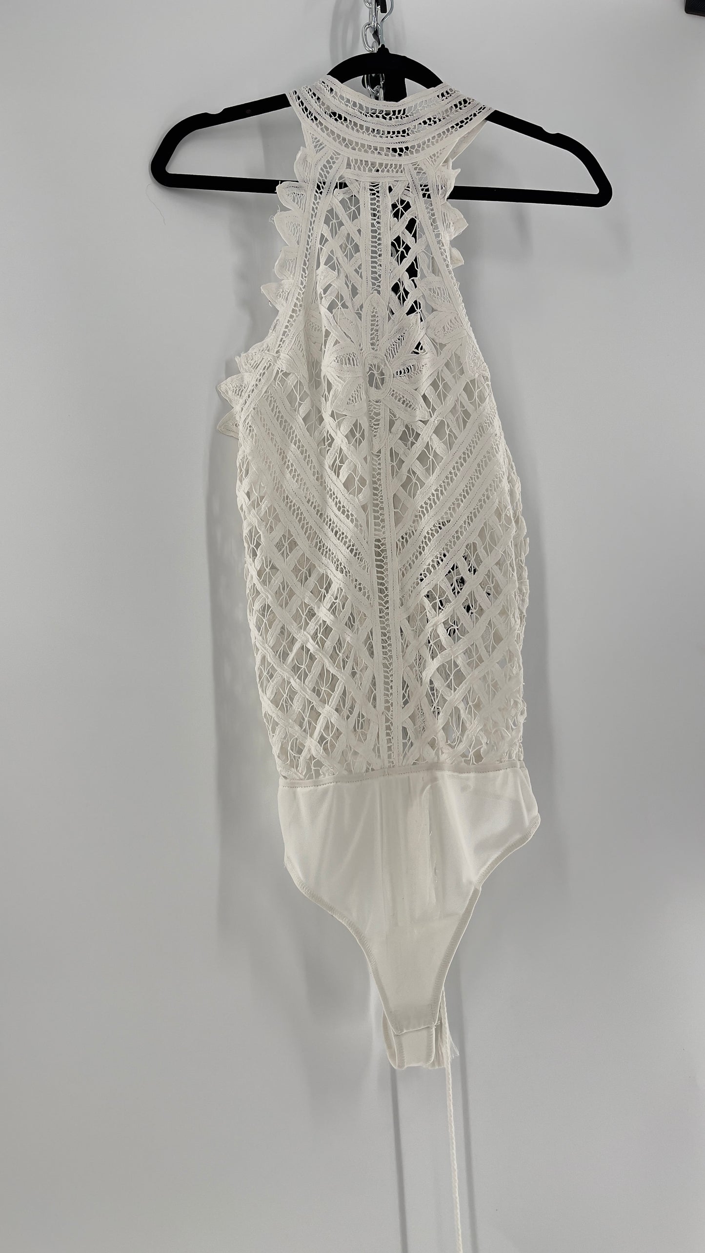 Intimately Free People Be My Battenburg White Lace Halter Bodysuit (XL)