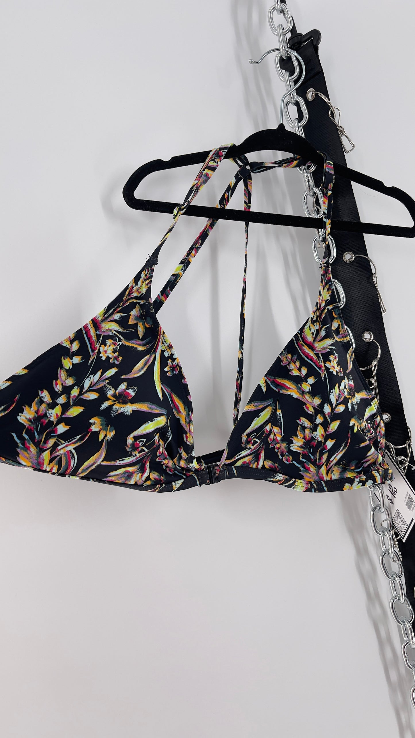 Urban Outfitters Out From Under Black Floral Triangle Swim Top (XL)