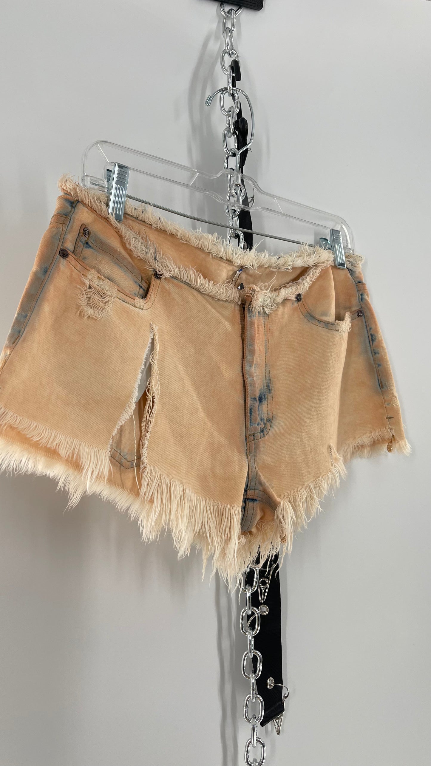 Free People Distressed Booty Shorts with Frayed Hem and Waistline (25)