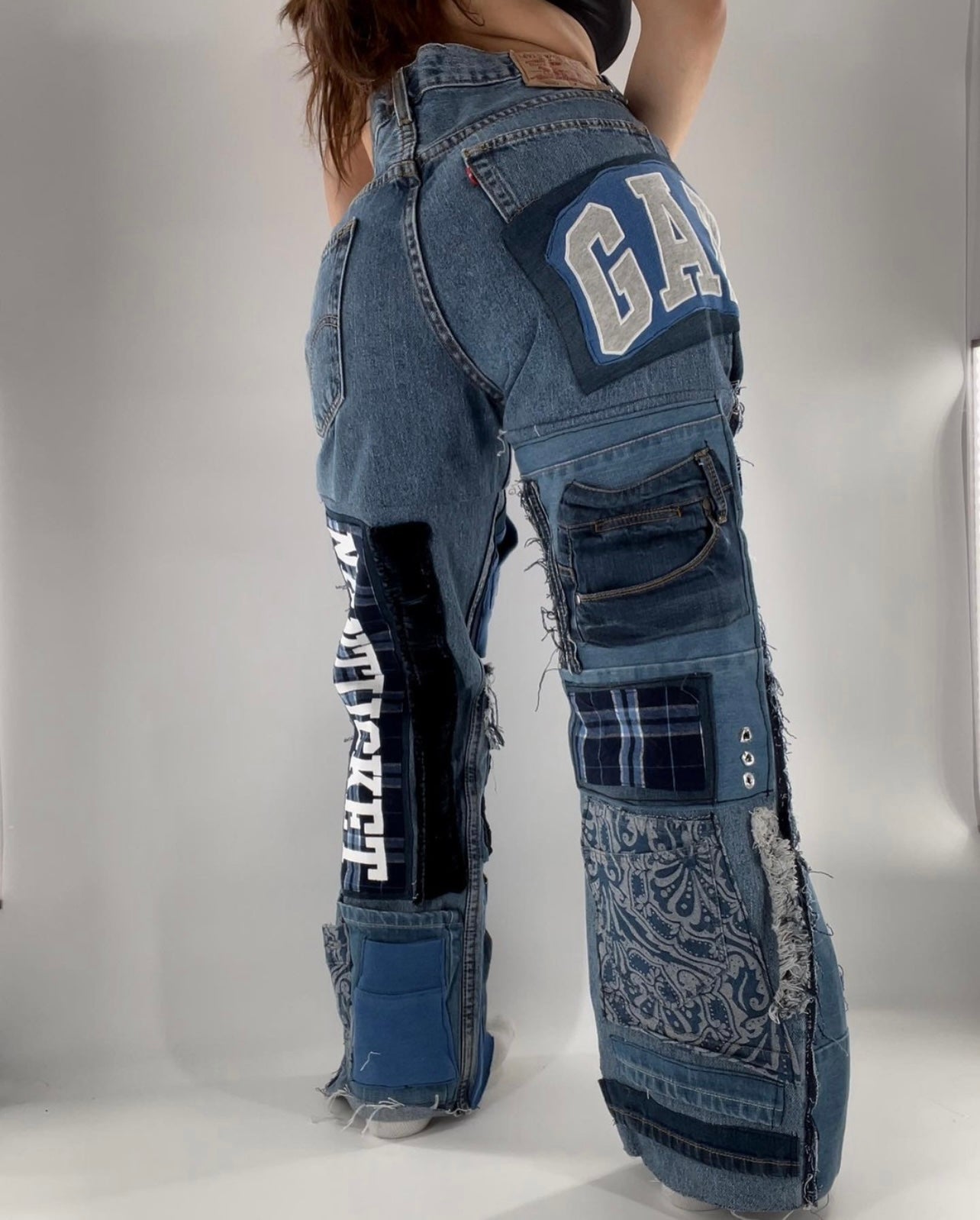 Custom Patchwork Jeans - Handsewn (♼Fits Sz 28-32)