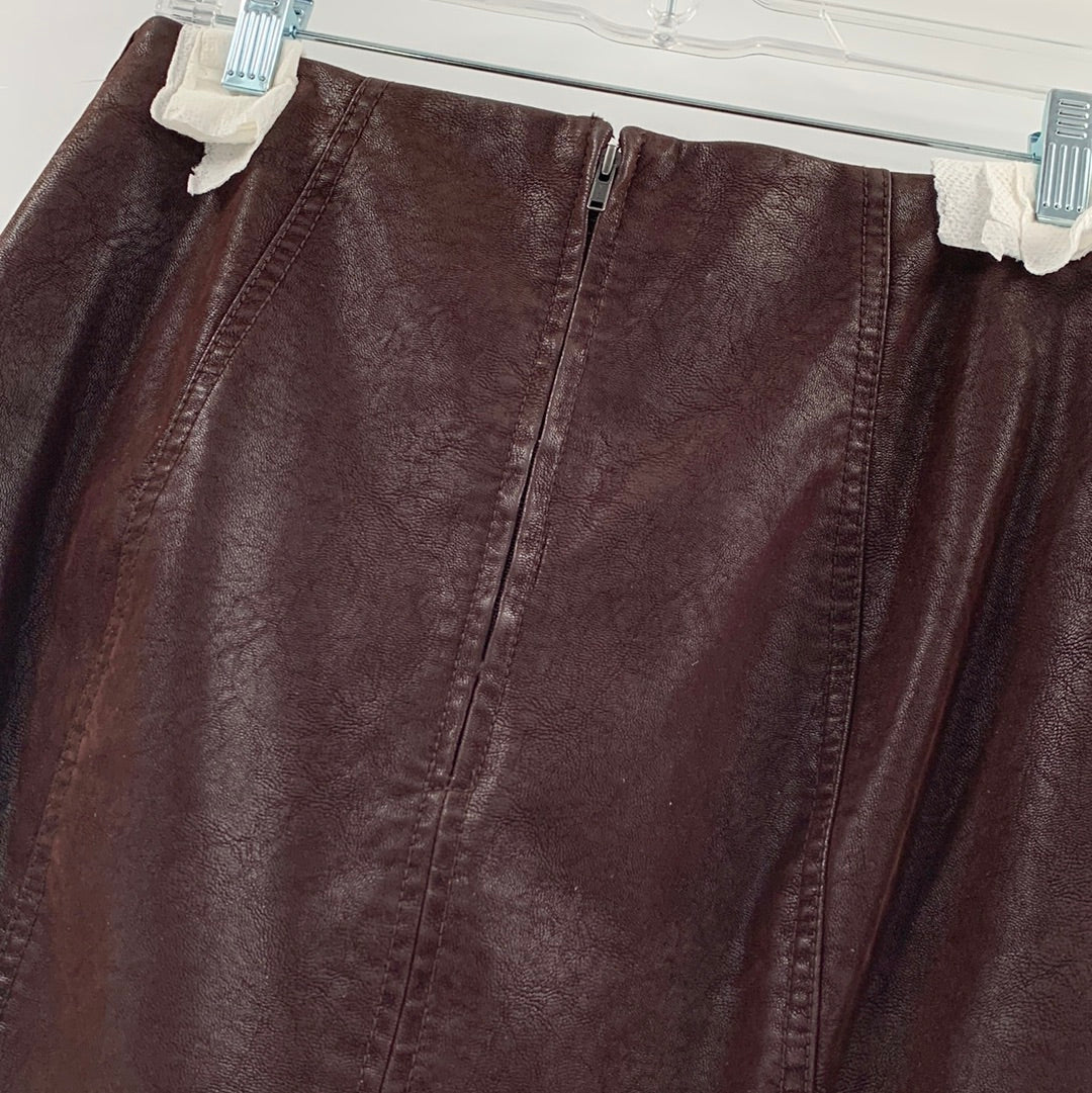 Free People Brown Vegan Leather Mini Skirt (Size 12)