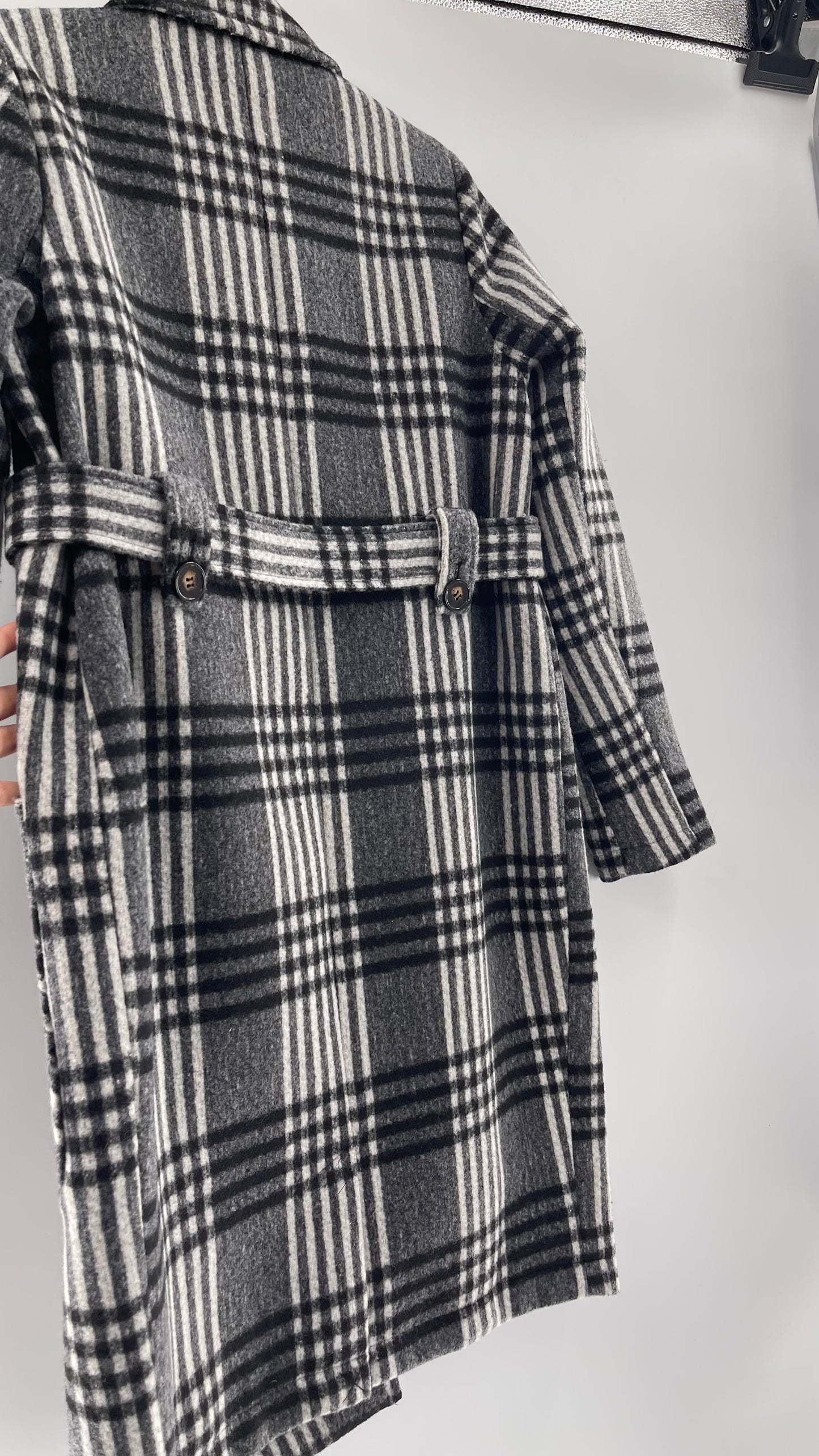 Motherhood Maternity winter coat Black, white, grey plaid - Size S