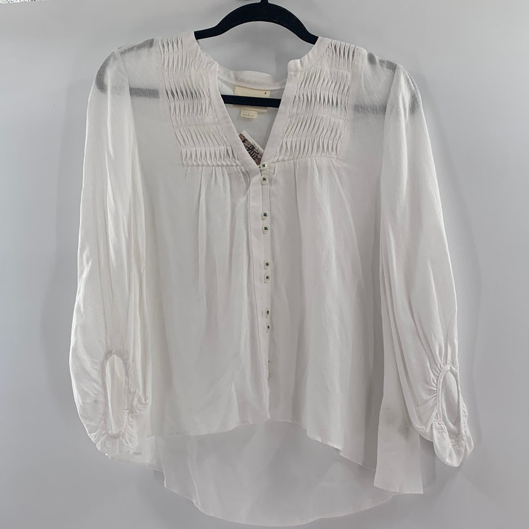 Maeve white Button Front blouse (0)