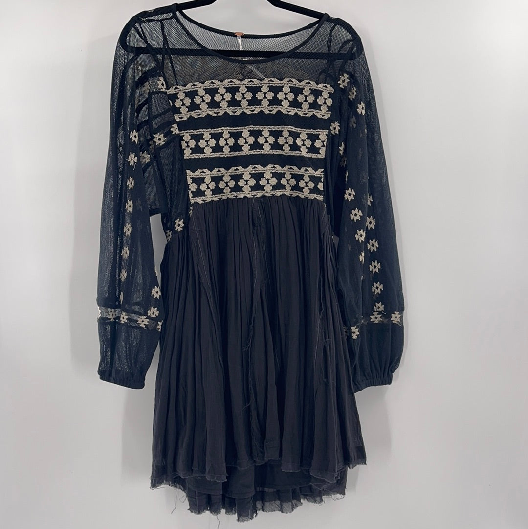 Free People Mesh Embroidered Dress (XS)