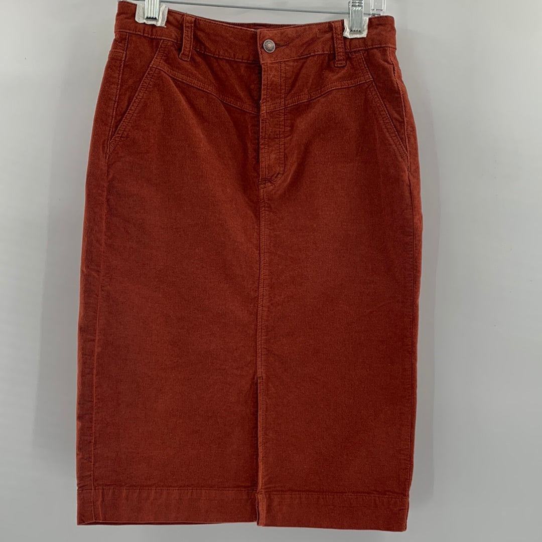 Free People Brick Corduroy Pencil Skirt Front Slit (Size 29)