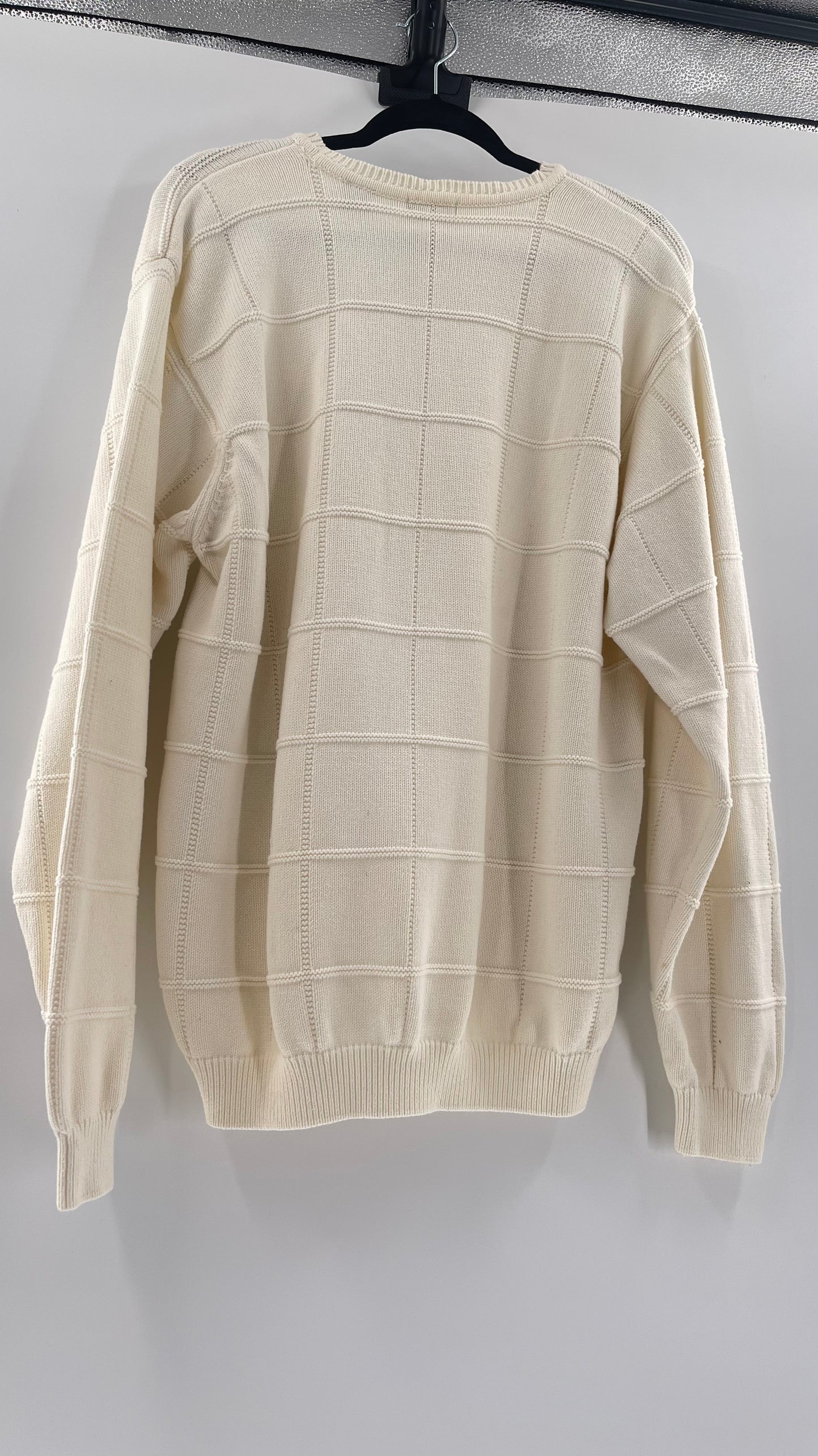 Vintage IZOD Cream Square Stitch Sweater (XL)