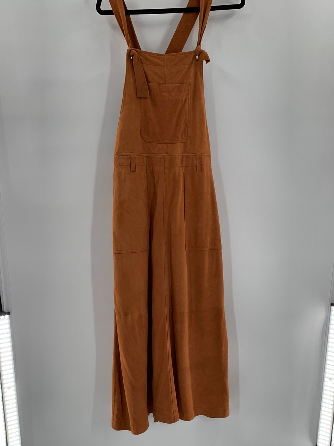 Free People - Genuine Suede Full Length Brown Overall Maxi Dress (Size 10)